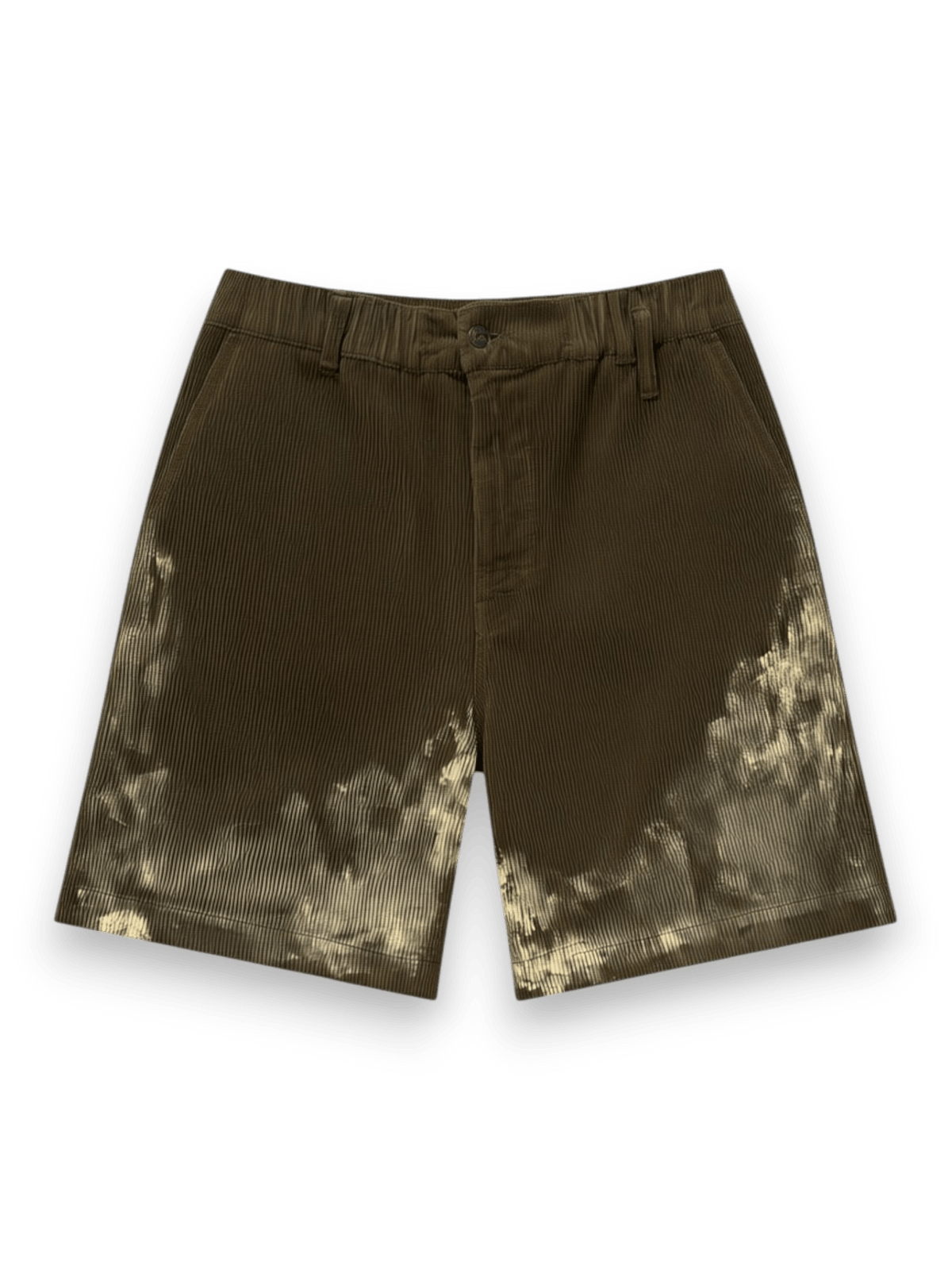STAY HUMAN ON EARTH DIRTY DESTROYED CORDUROY BERMUDA SHORT OLIVE NIGHT