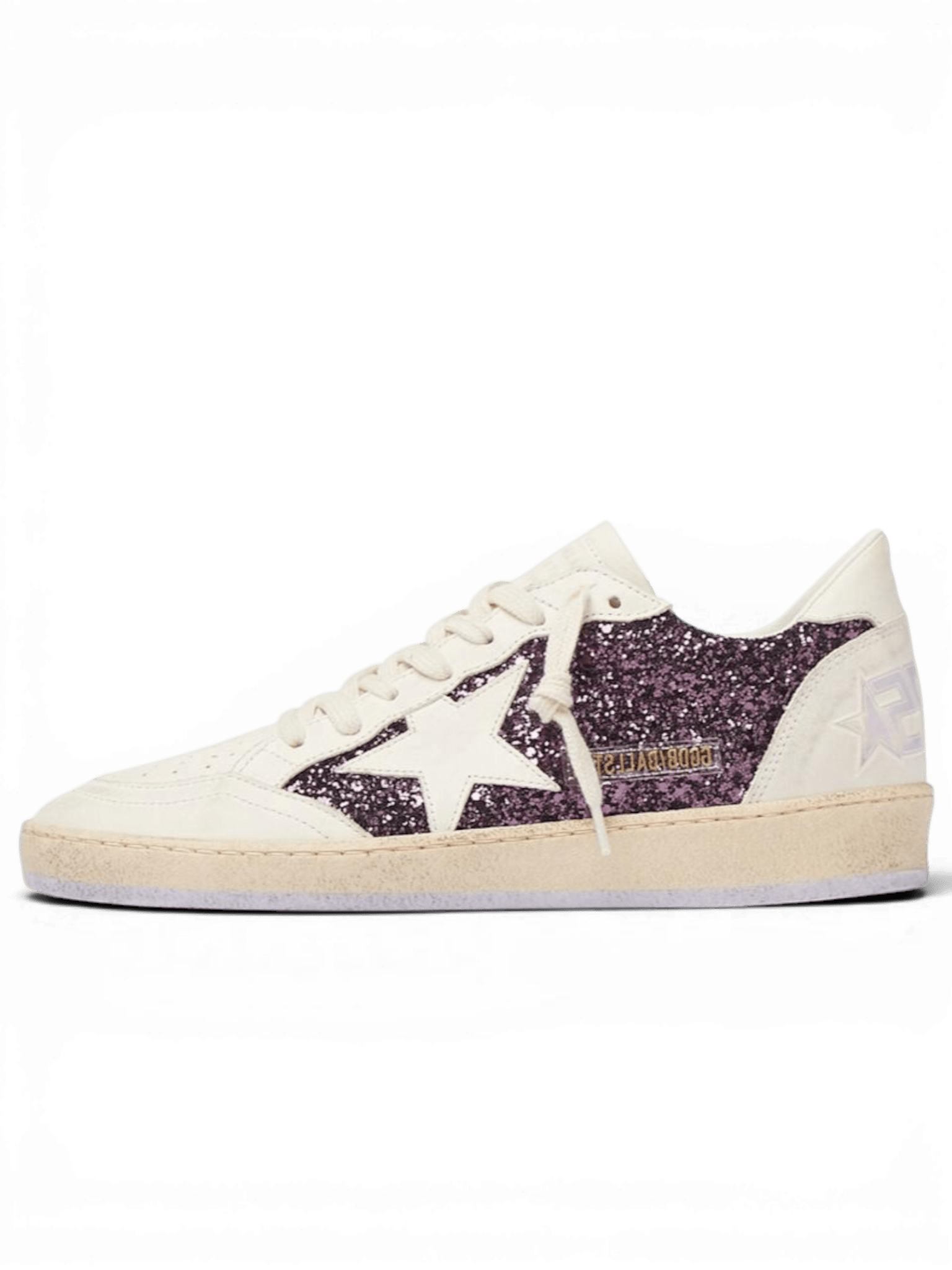Golden Goose Sneakers Ballstar in pelle e glitter Purple White