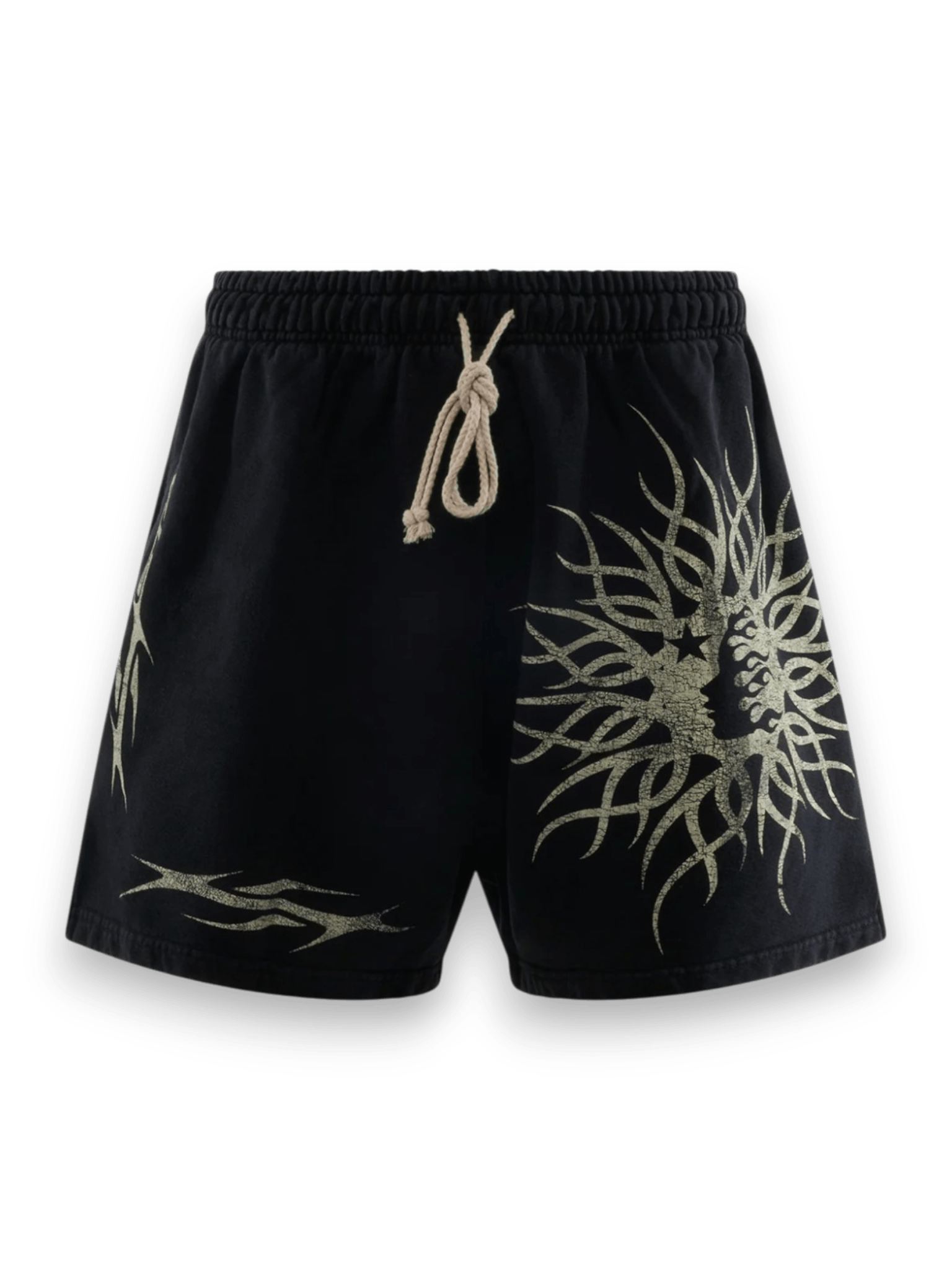 Hellstar Flame Yang Shorts Black And White