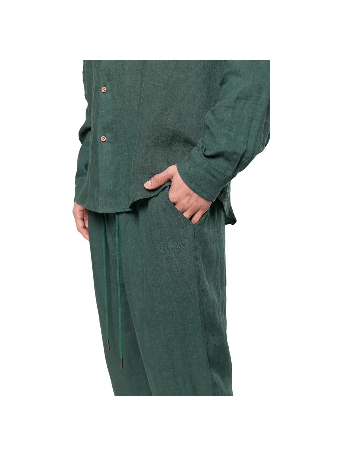 AINKER linen Olive 777 Button Shirt