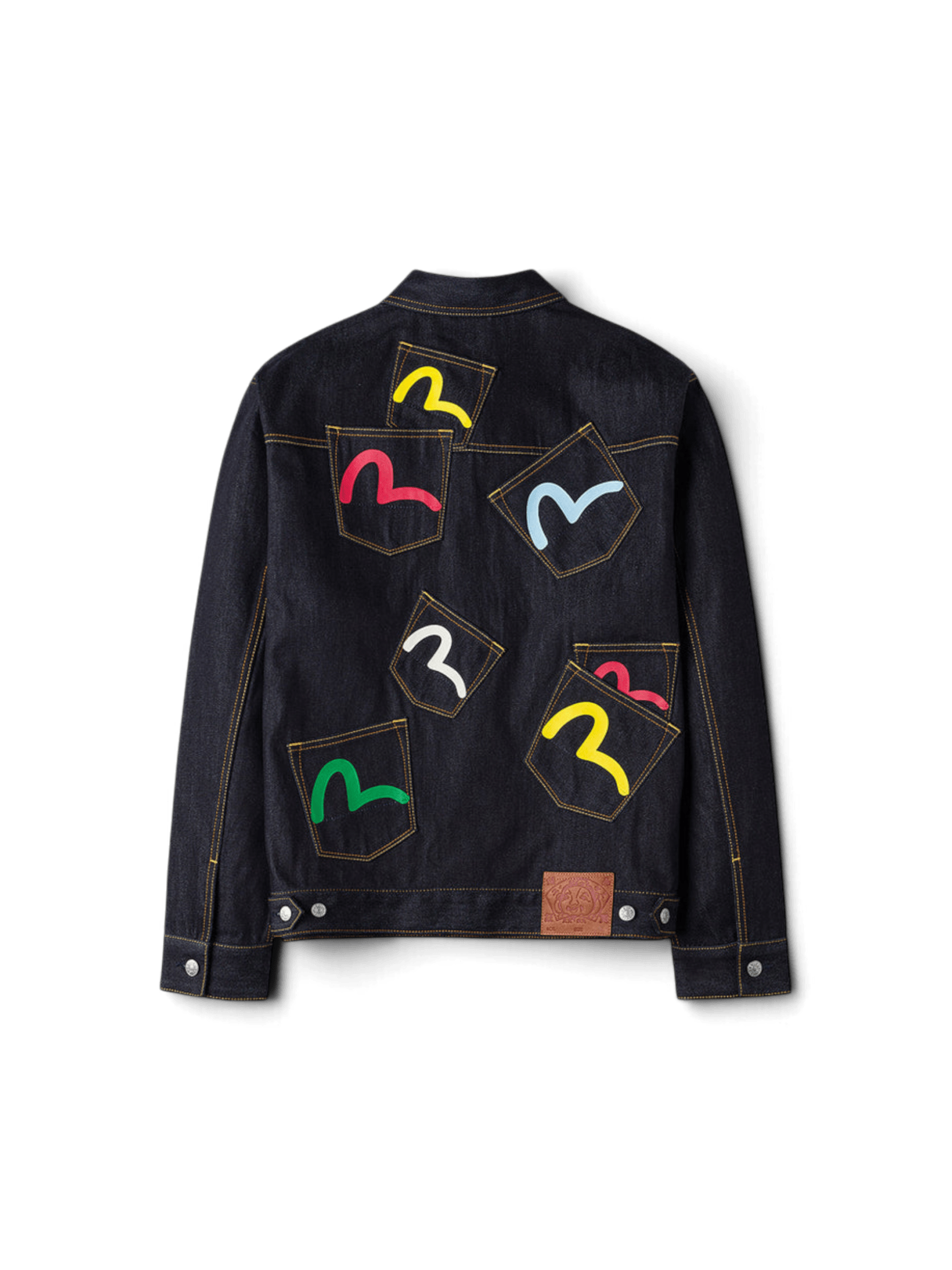 Evisu Seagull Print and Multi-Pocket Relax Fit Denim Jacket