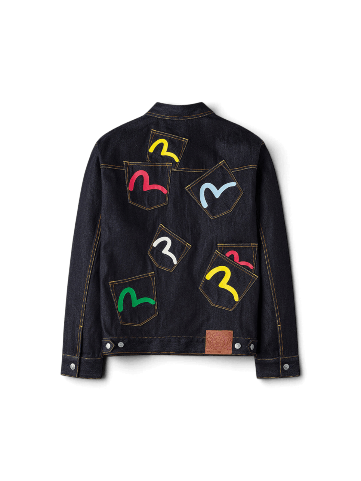 Evisu Seagull Print and Multi-Pocket Relax Fit Denim Jacket