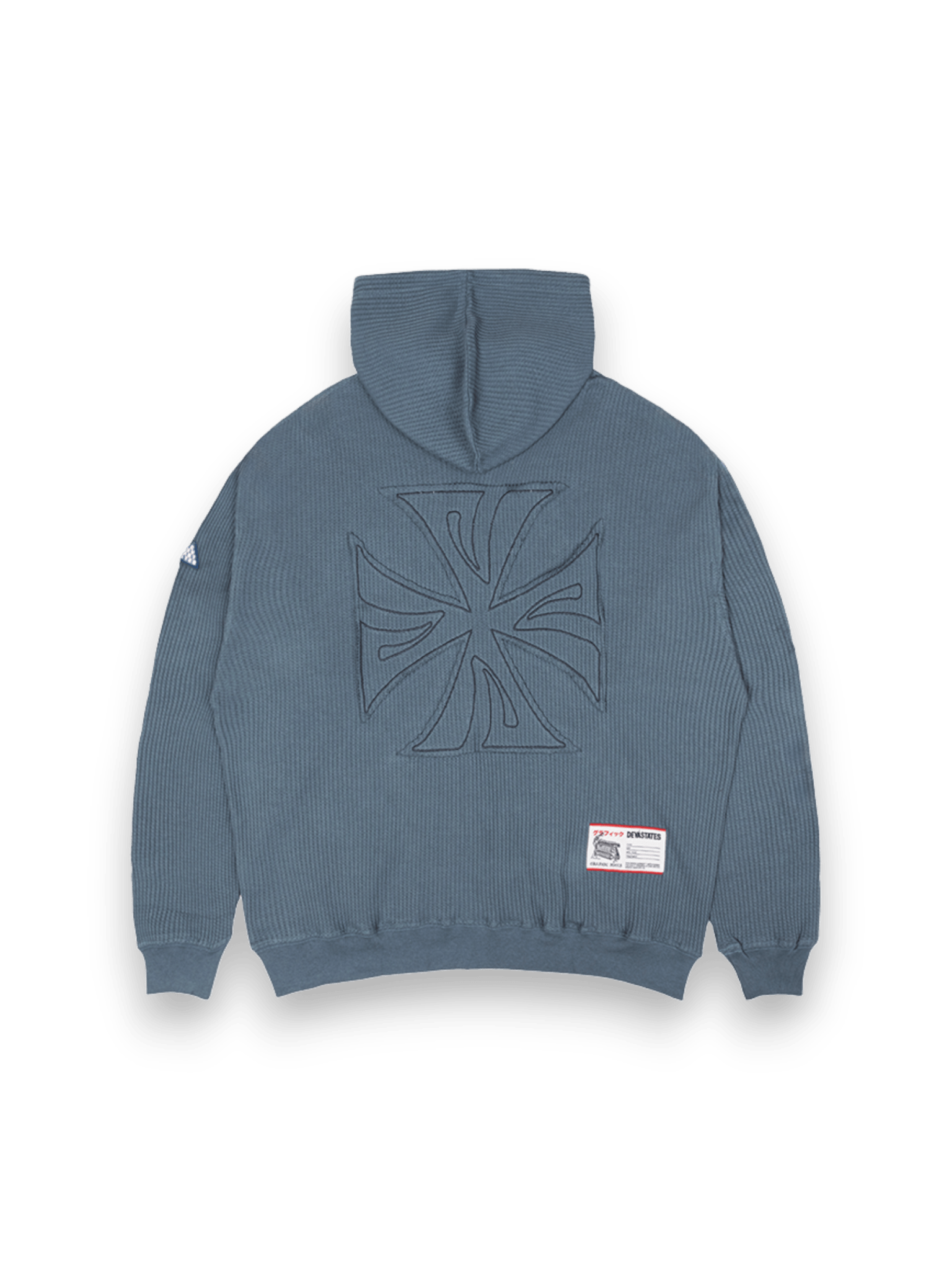 DEVÁ STATES WAFFLE KNIT ZIP-UP HOODIE - CROSS / BLUE