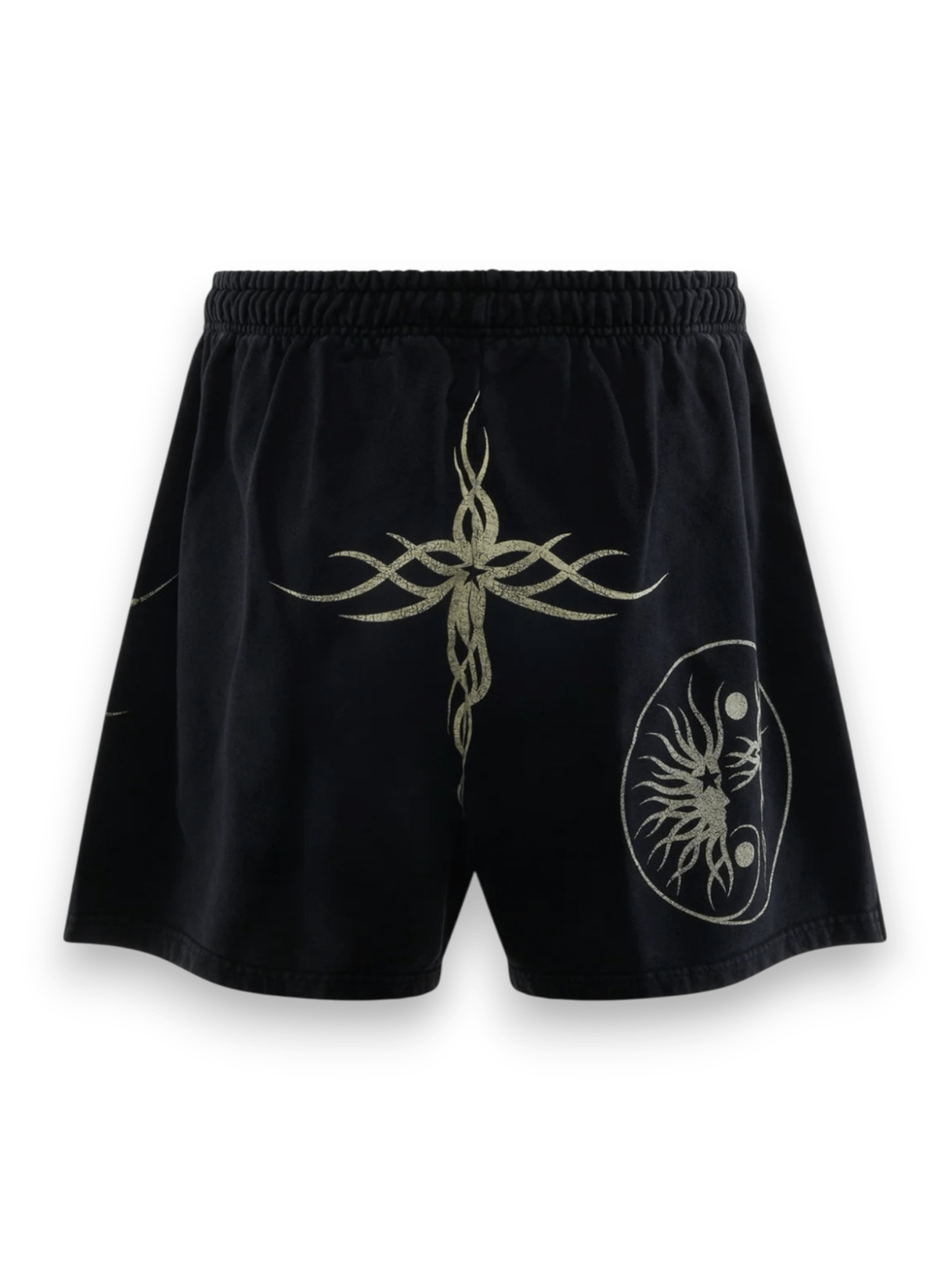 Hellstar Flame Yang Shorts Black And White