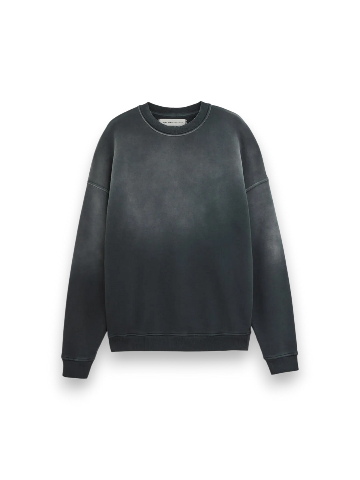 RIPPED RELAXED CREWNECK SWEATER BLACK SUN BLEACHED