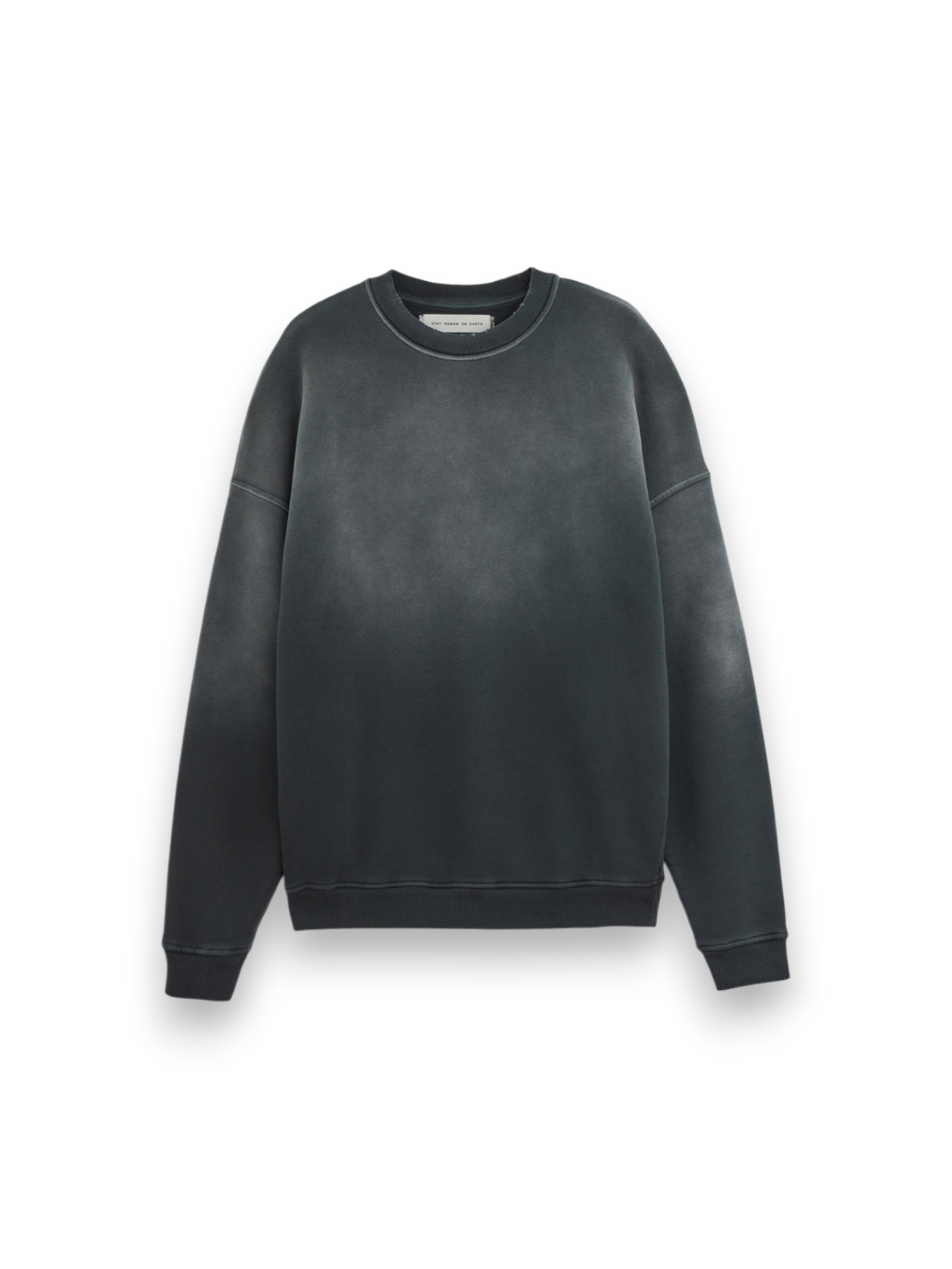 RIPPED RELAXED CREWNECK SWEATER BLACK SUN BLEACHED