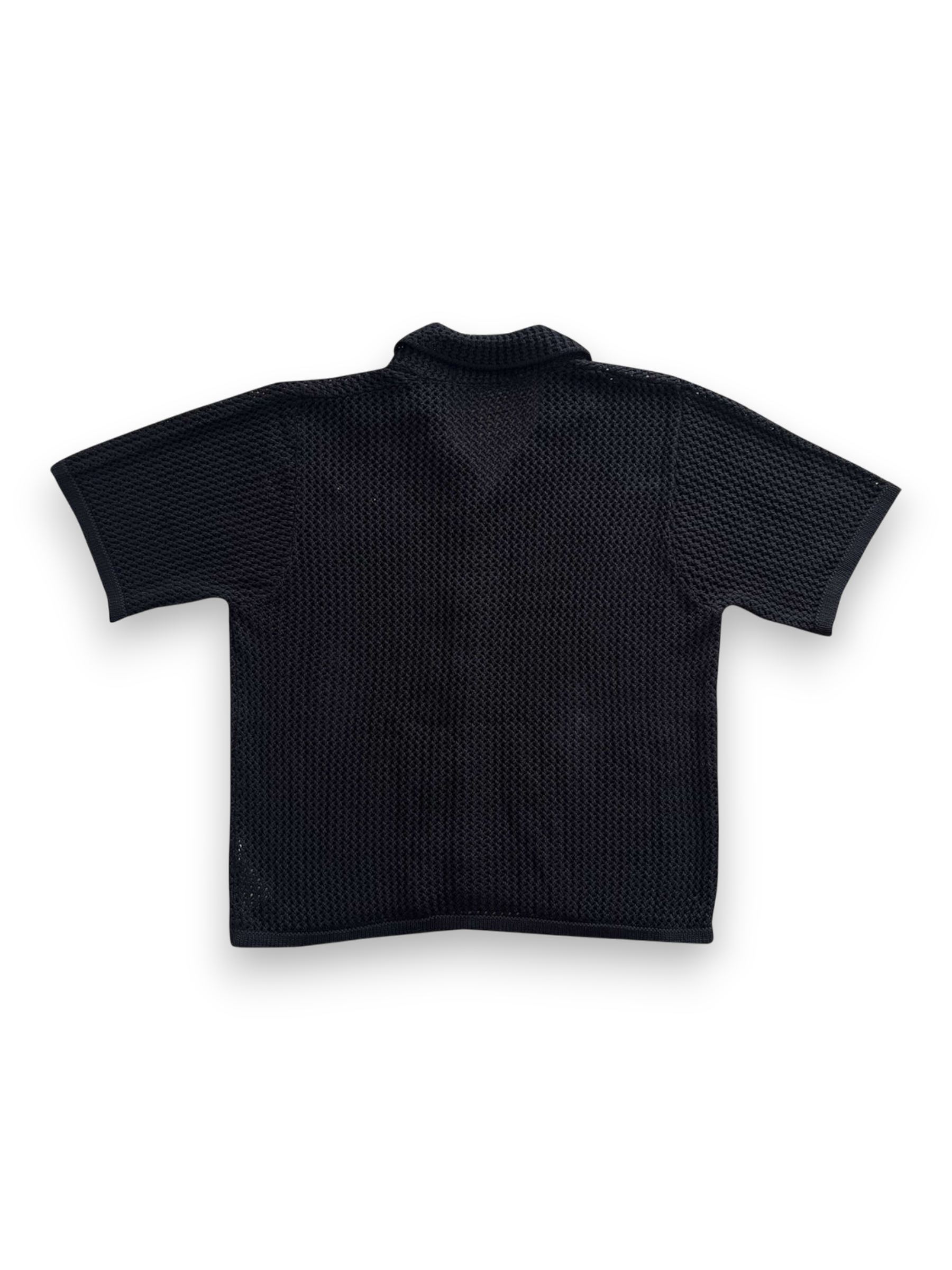 Garment Workshop Knitted Crochet Short Sleeve Shirt Chaos Black