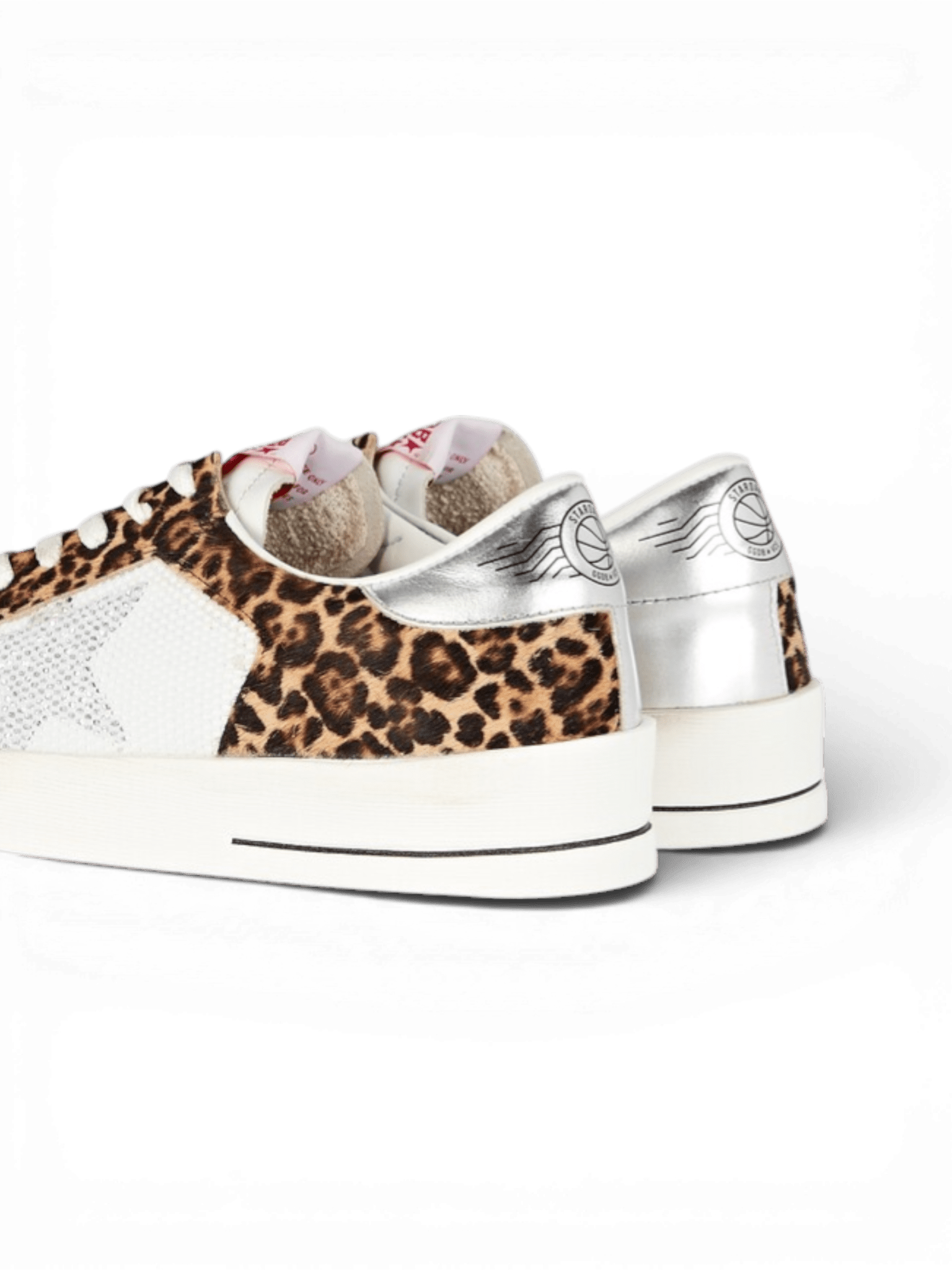 Golden Goose Stardan Woman Sneakers Leopard Silver Heel
