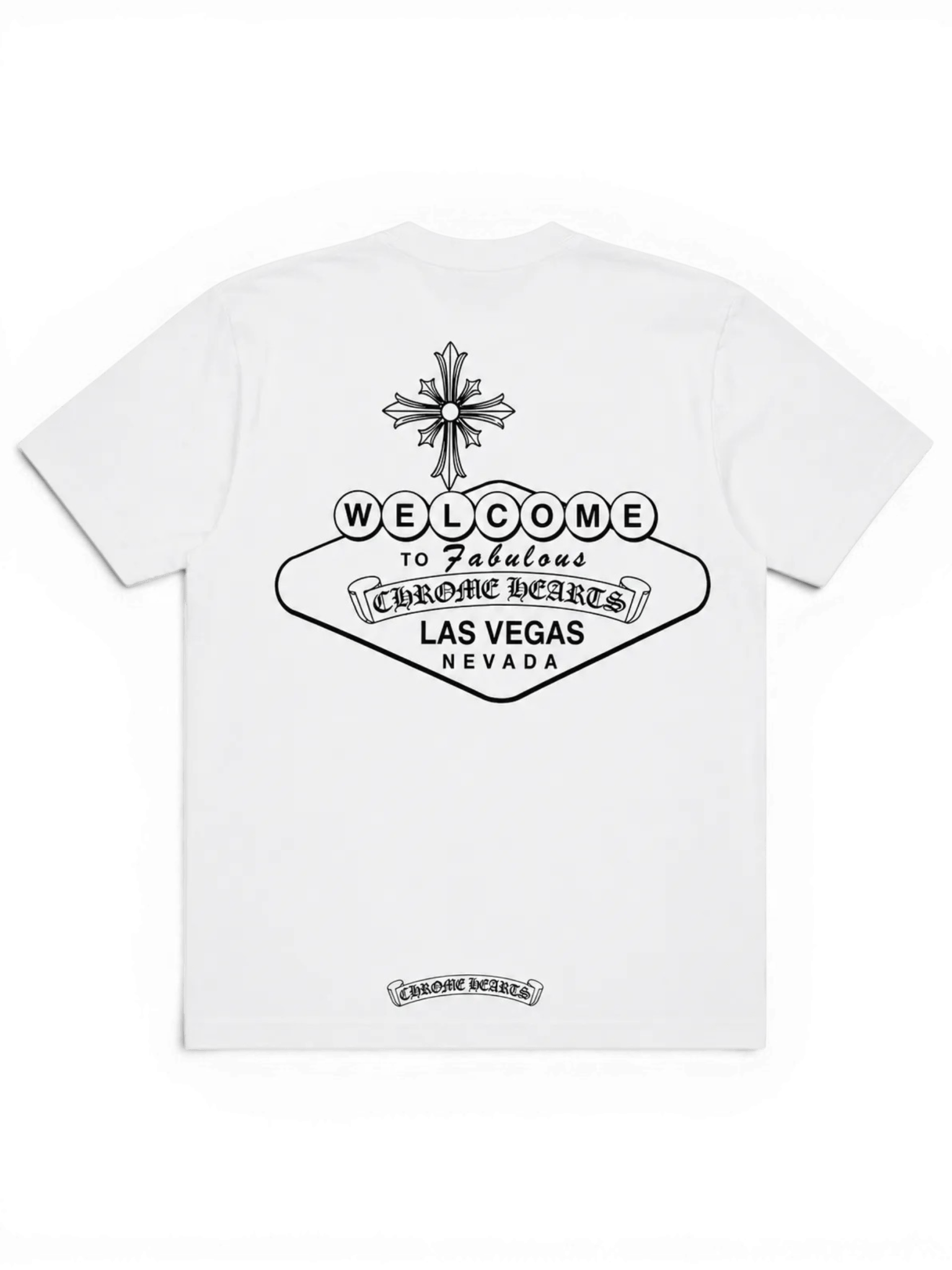Chrome Hearts Welcome To Las Vegas Horseshoe Logo Pocket Short Sleeve Tee Shirt White Black