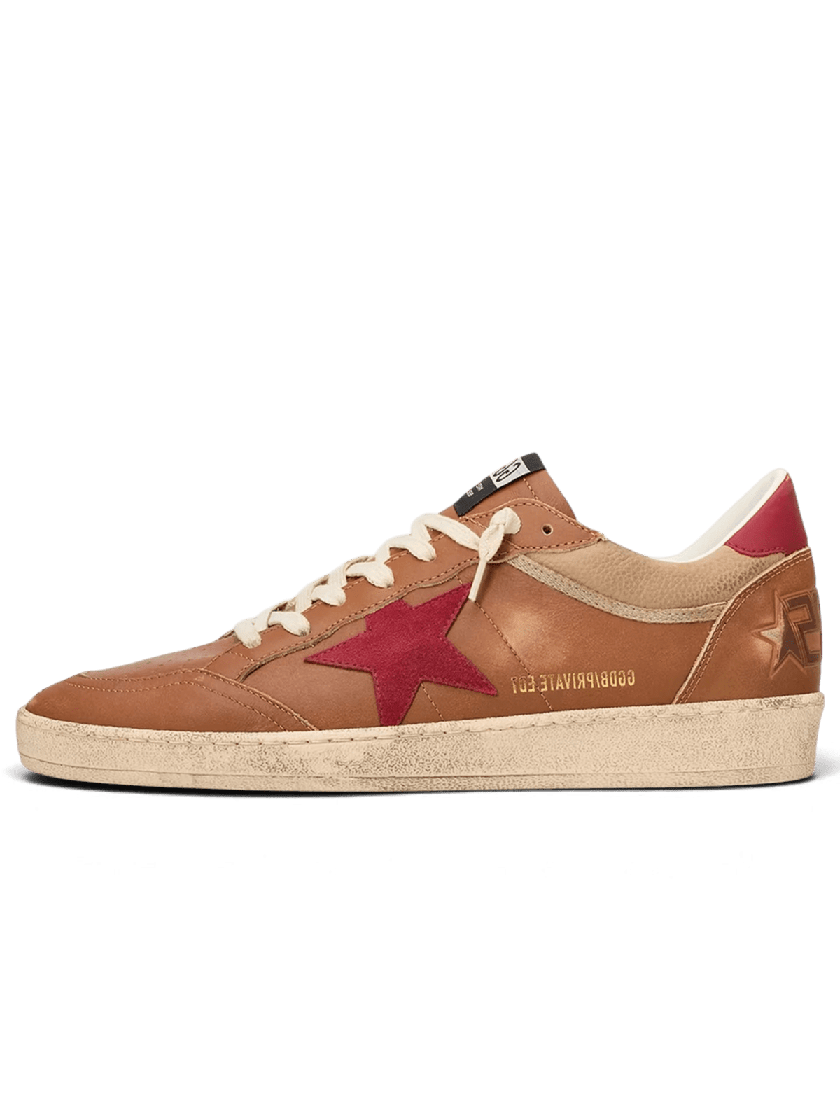 Golden Goose Men's Ballstar Suede-Star Leather Sneakers Brown Red