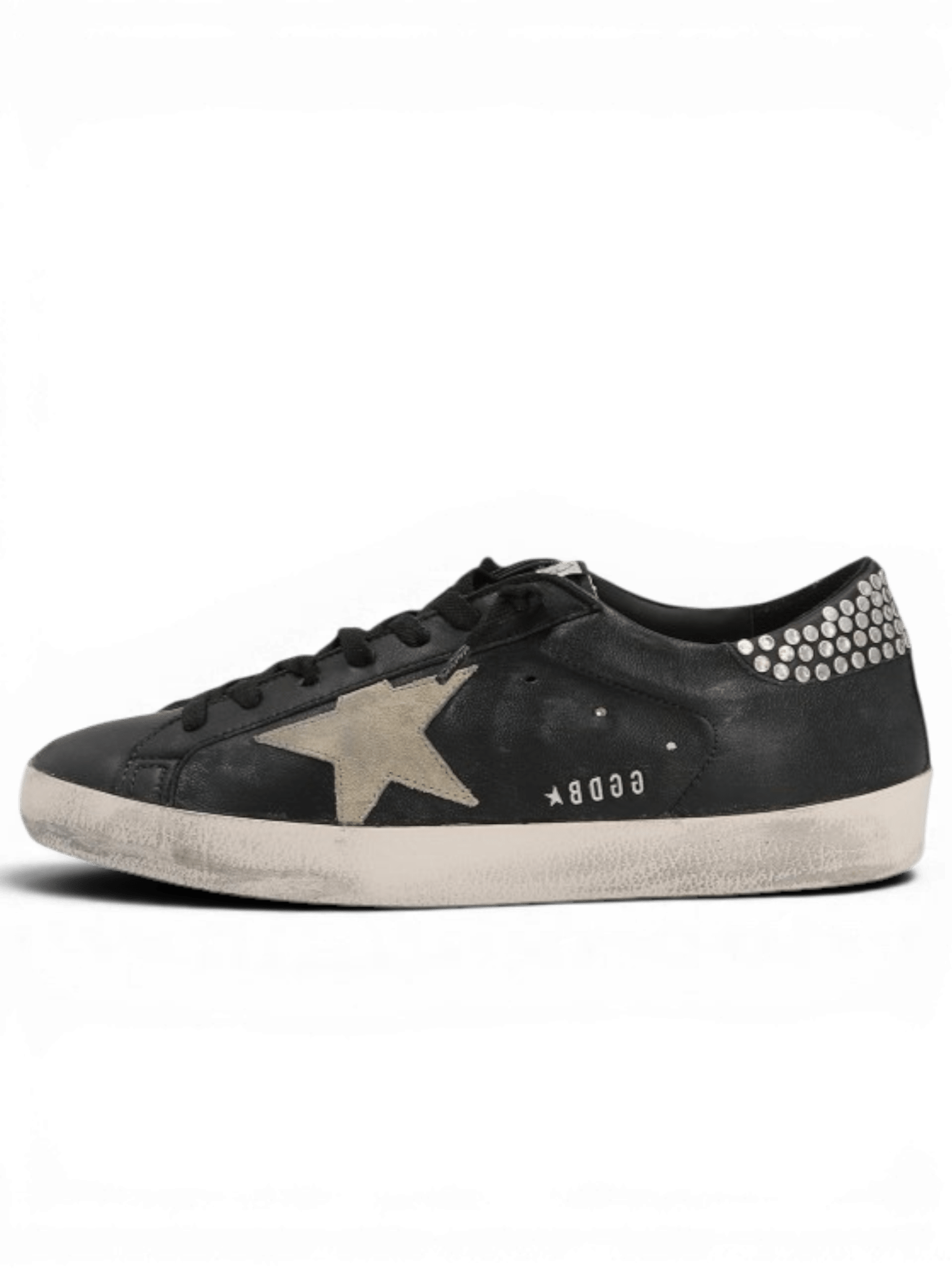 Golden Goose Sneakers superstar black with metal studs metal lettering