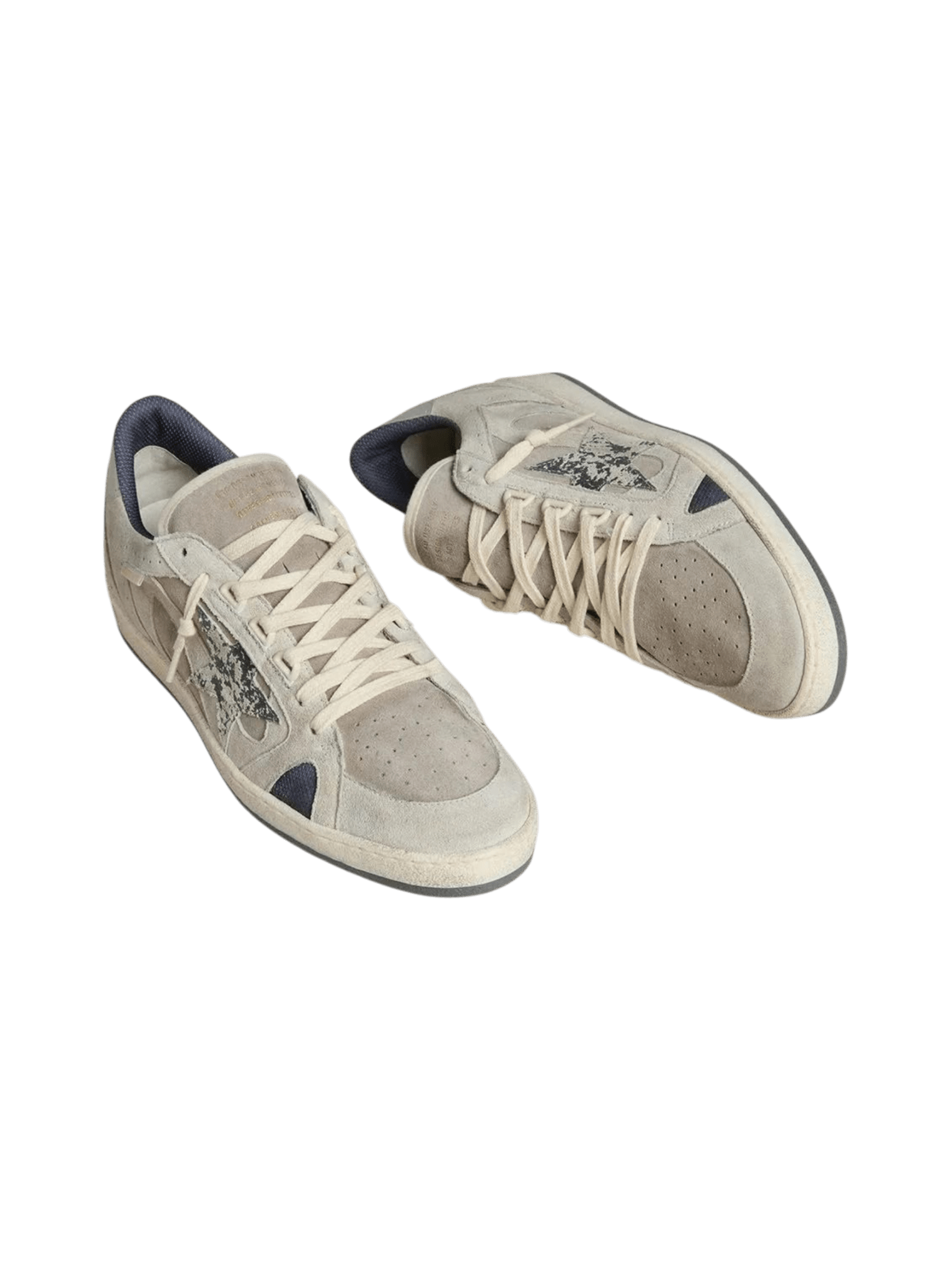 Golden Goose Ball-Star LTD Natural Grey Suede And Cracklè Star