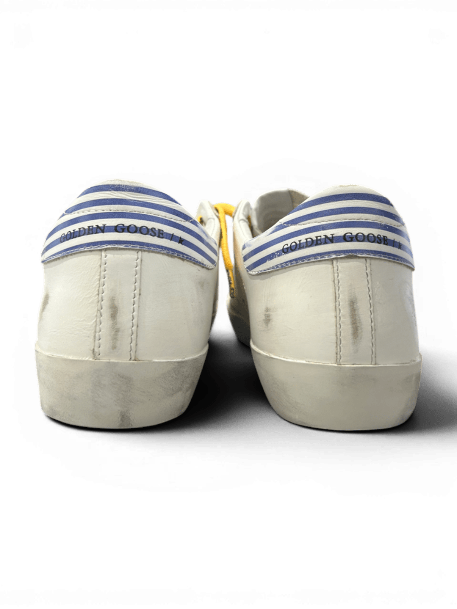 Golden Goose Super-Star White With Red/Orange Star And Striped Heel