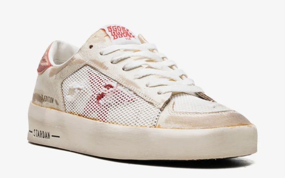 Golden Goose Stardan Laminated Leather White Red