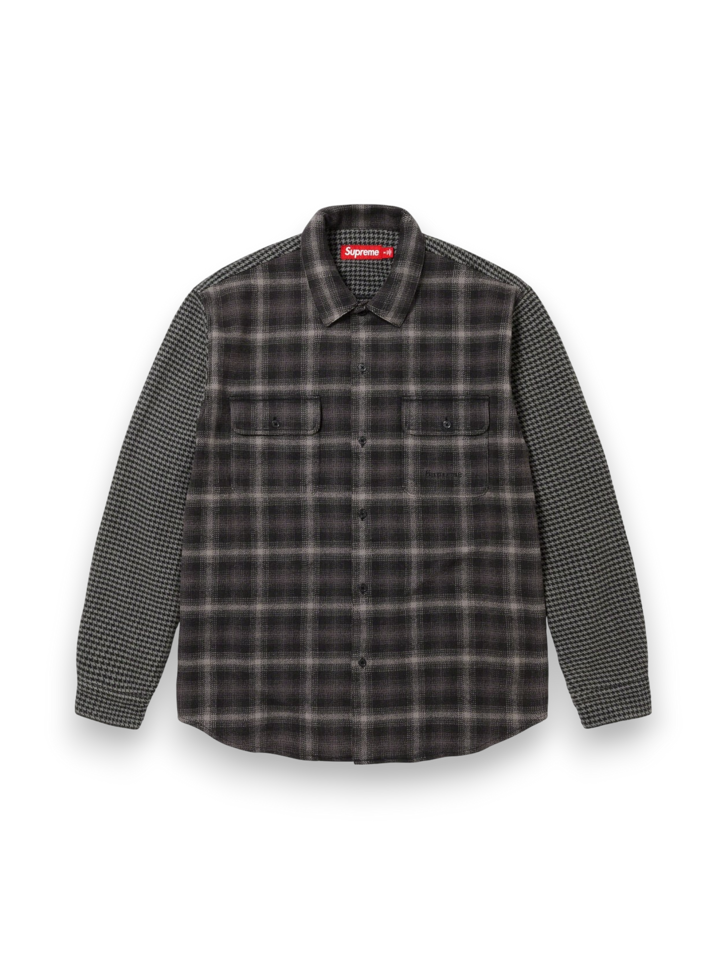 Supreme Houndstooth Plaid Flannel Shirt 'Black'