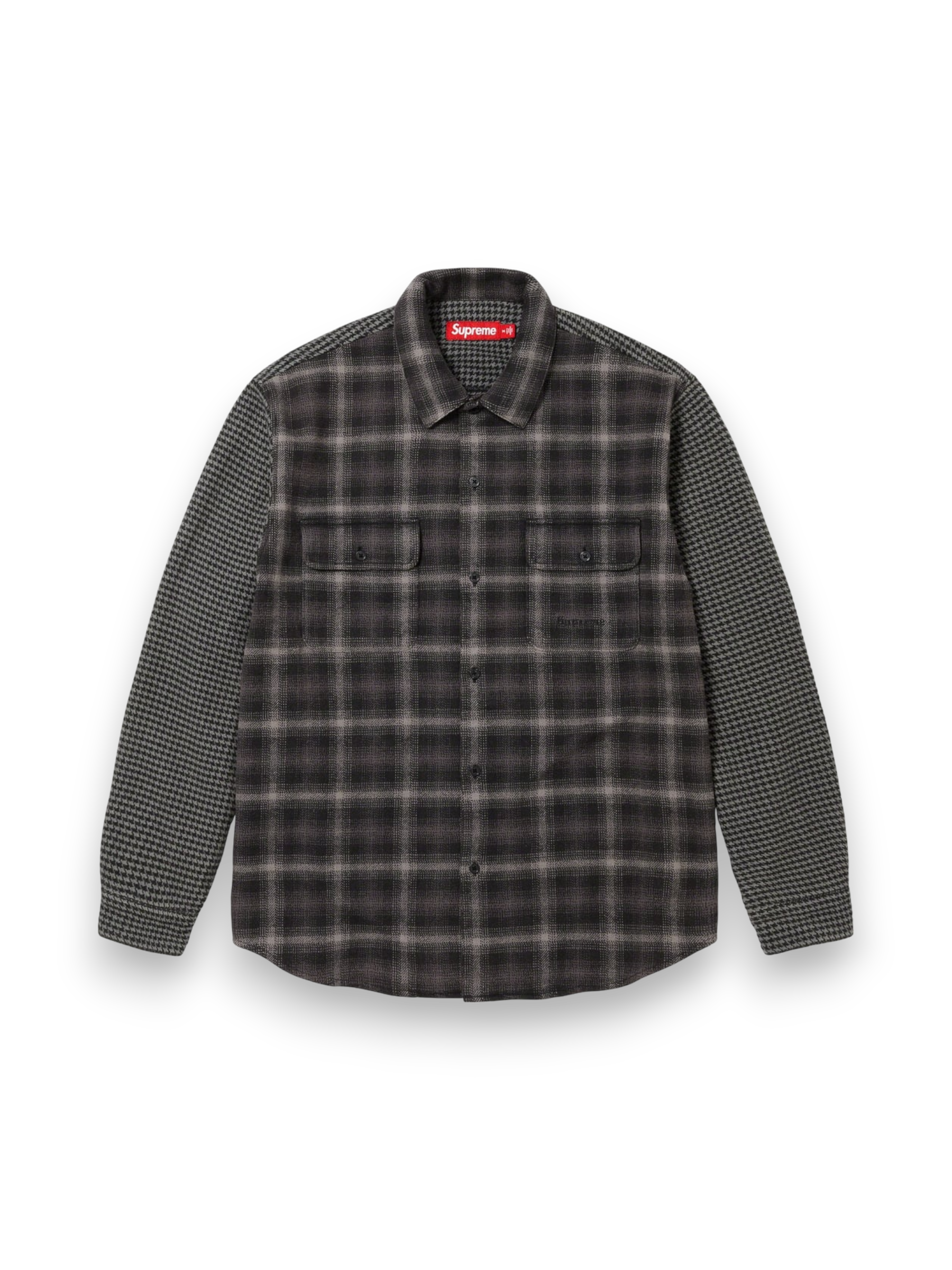 Supreme Houndstooth Plaid Flannel Shirt 'Black'