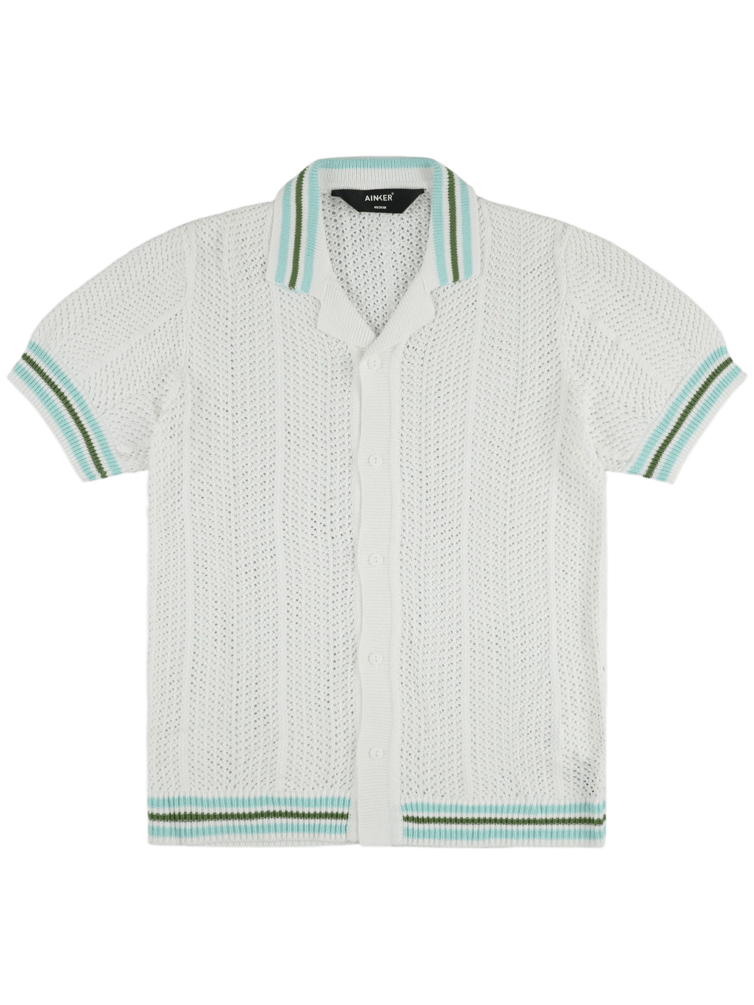 AINKER 802 White Knit Button Shirt