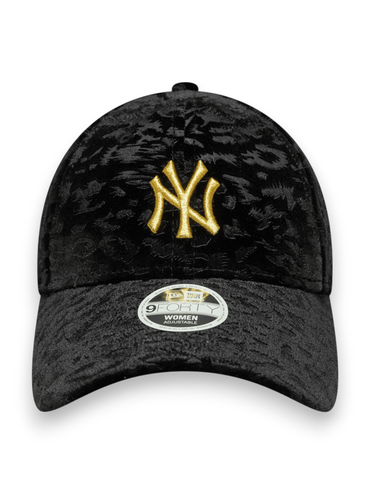 New York Yankees Womens MLB Leo Velour Black 9FORTY Adjustable Cap