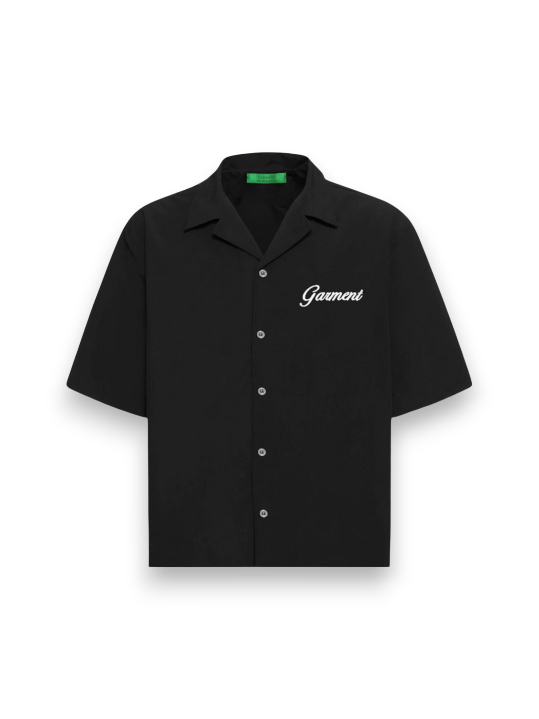 Garment Workshop Popeline Embroidered Bowling Shirt Black