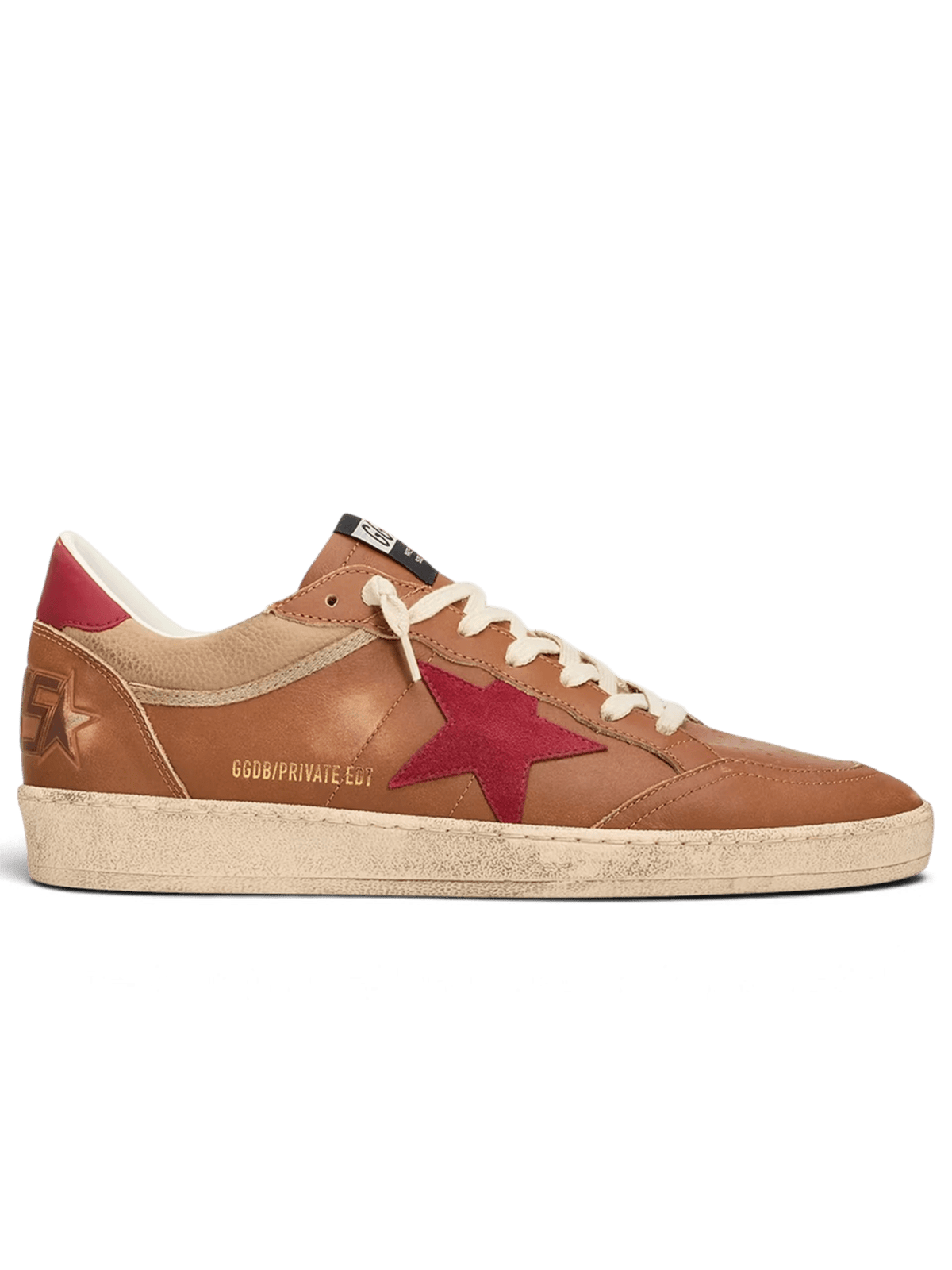 Golden Goose Men's Ballstar Suede-Star Leather Sneakers Brown Red