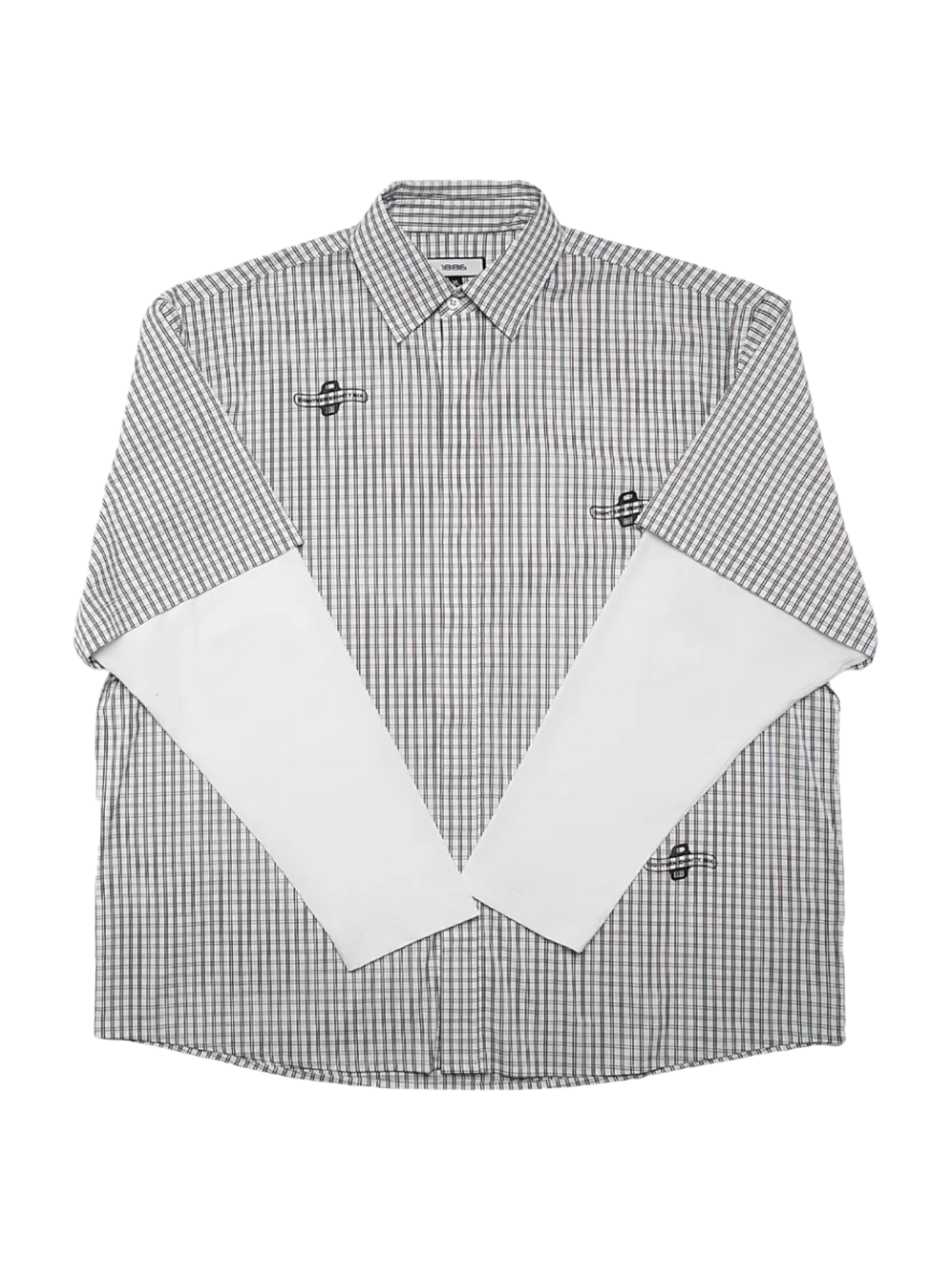 1886 Printed logo gingham double shirt - Grey