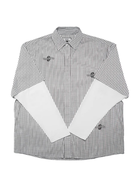 1886 Printed logo gingham double shirt - Grey