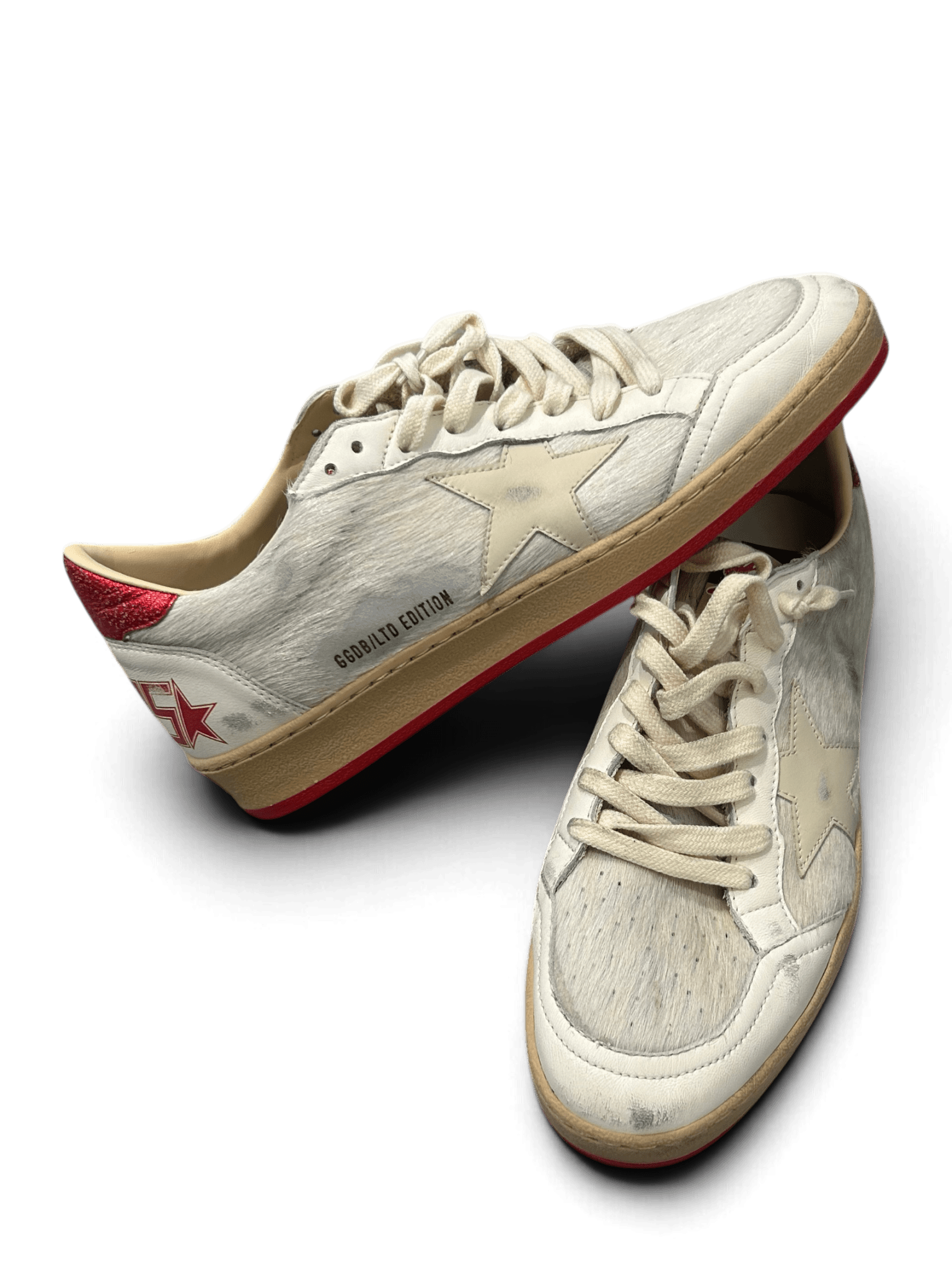 Golden Goose Ball-Star Horsy White And Red Heel