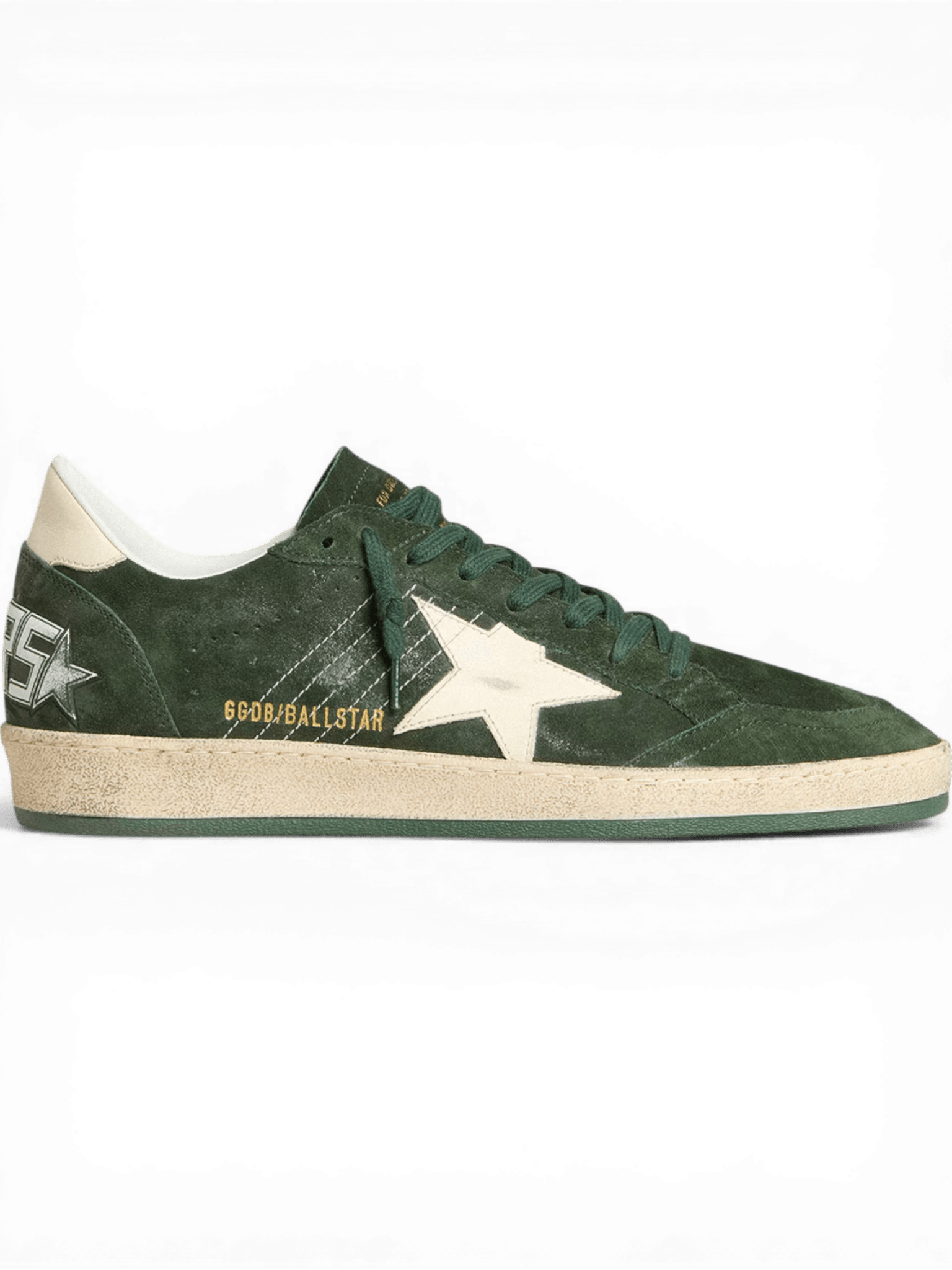 Golden Goose Men's Ball Star Green suede white leather star and heel tab