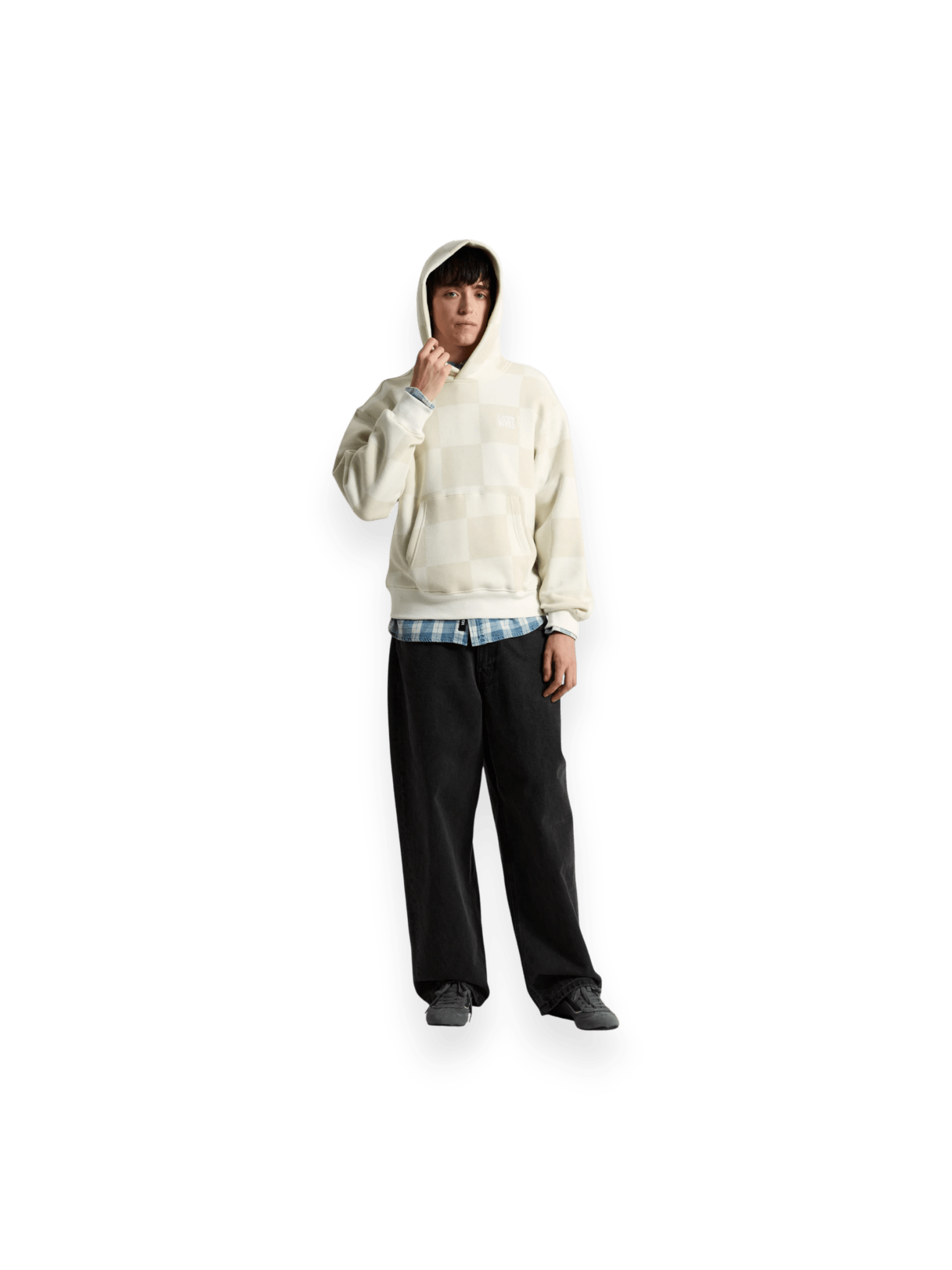 Vans Tonal Check Stretch Logo Pullover White\cream