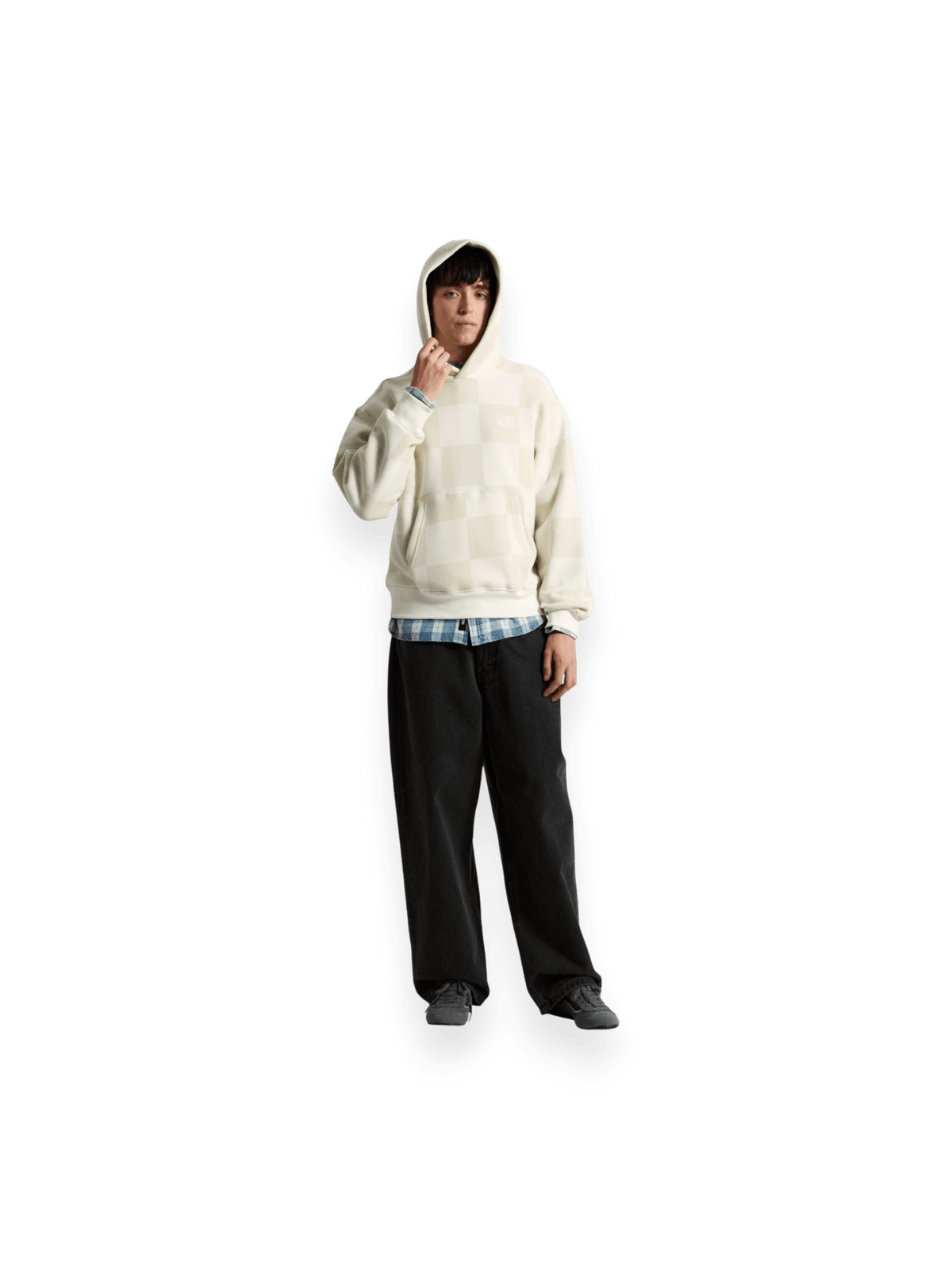 Vans Tonal Check Stretch Logo Pullover White\cream
