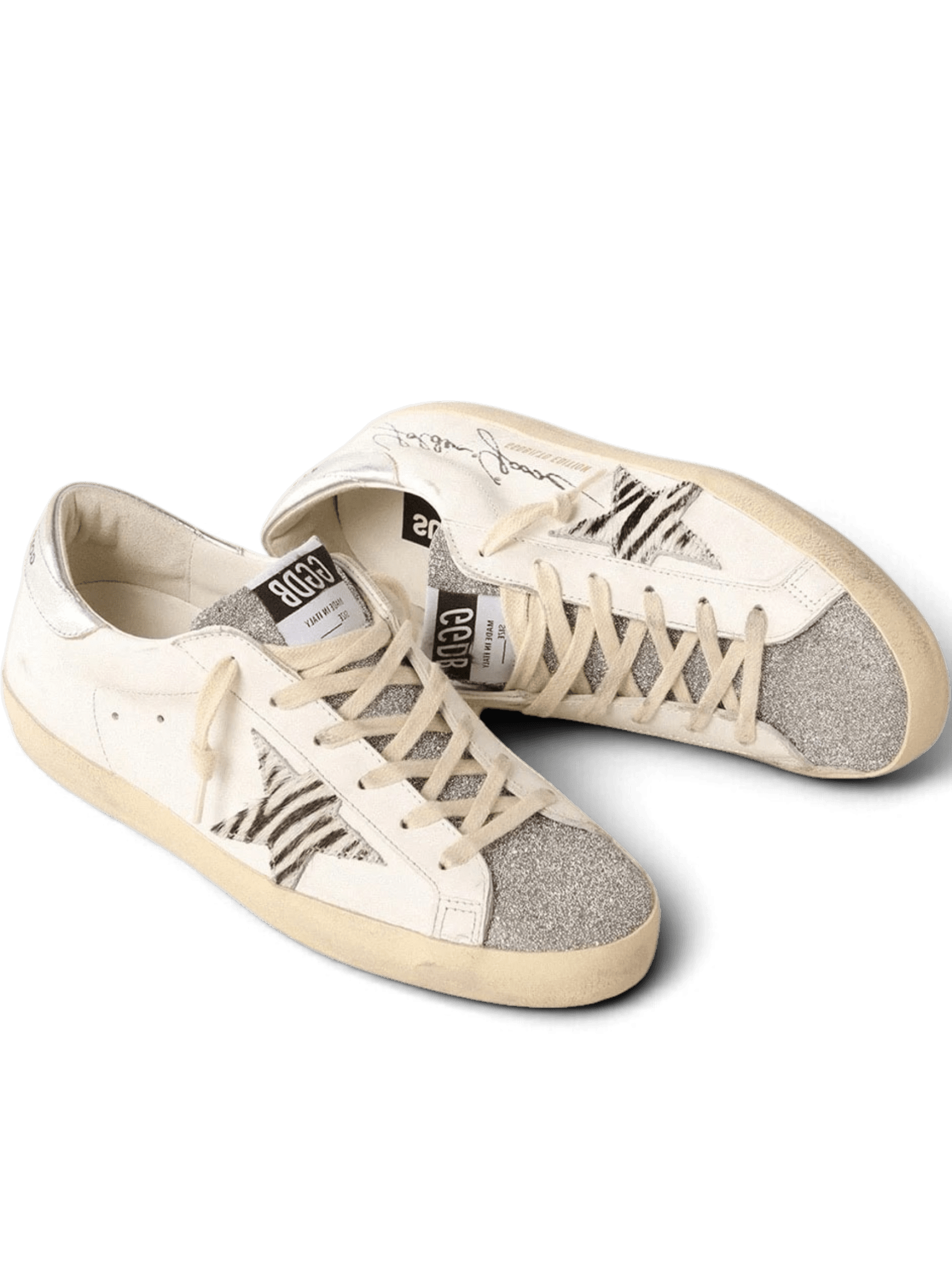 Golden Goose Super-Star LTD With Silver Swarovski Crystal Tongue