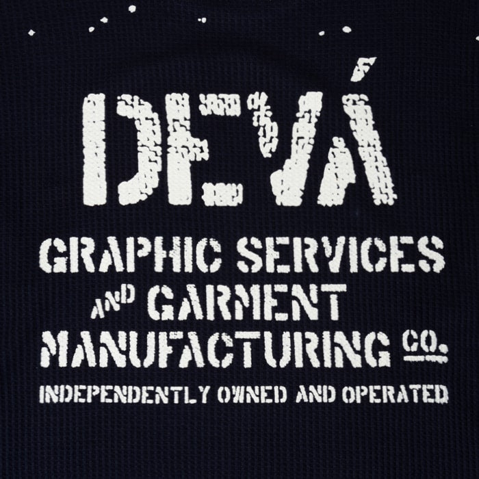 DEVÁ STATES Crewneck Waffle Top - SPLATS - Navy Blue
