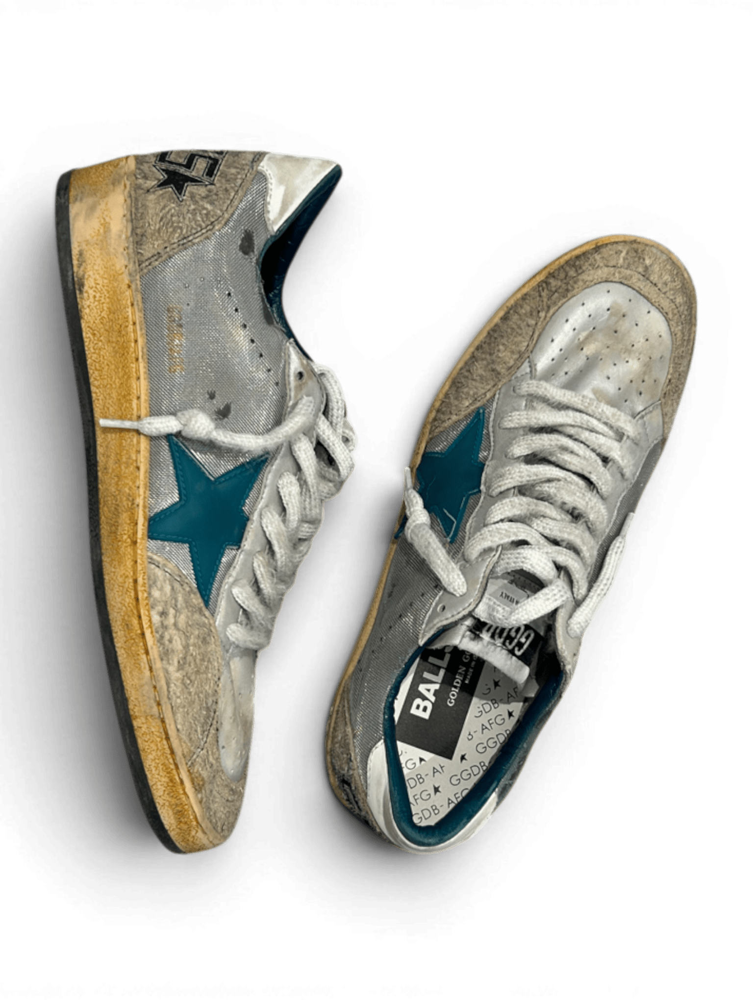 Golden Goose Ballstar Grey With Petrolium Star
