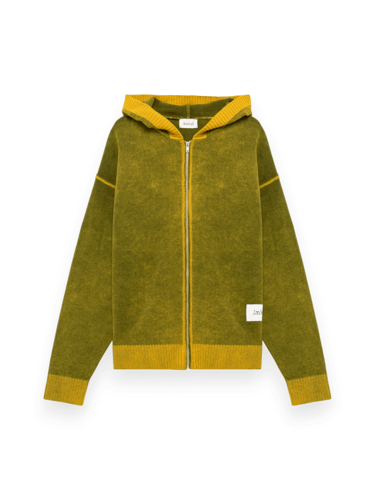 Amish Hood zip Unisex Wool Printed Mustard/Forest