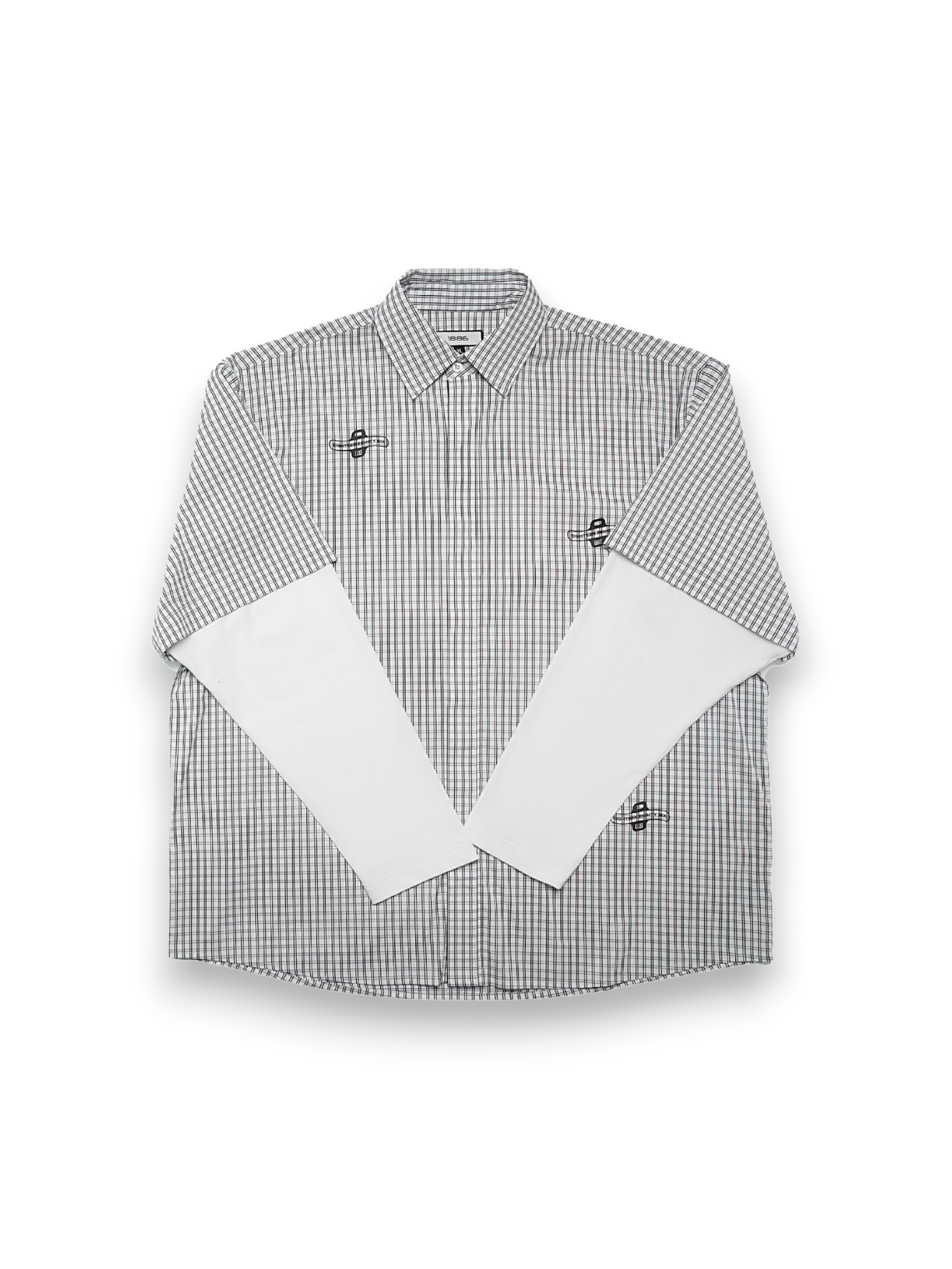 1886 Printed logo gingham double shirt - Grey