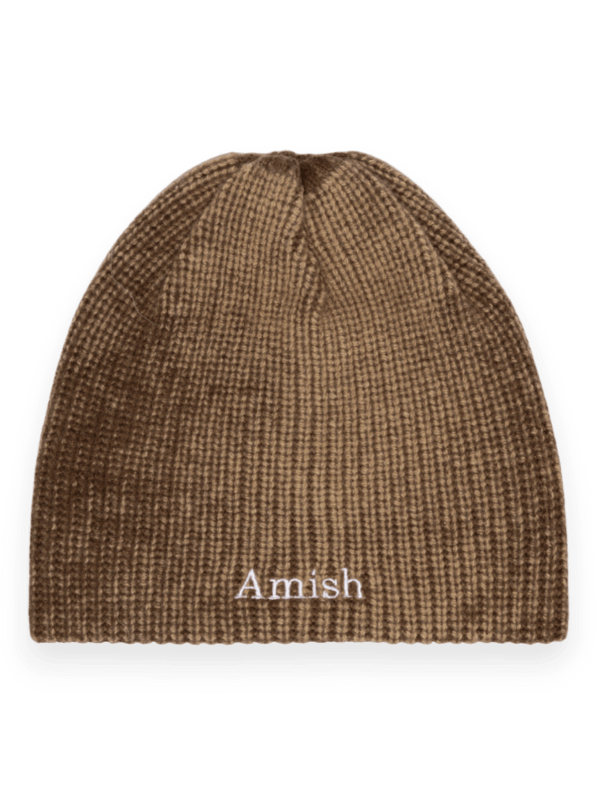 Amish Beanie Hat In Wool Taupe/Dark Brown