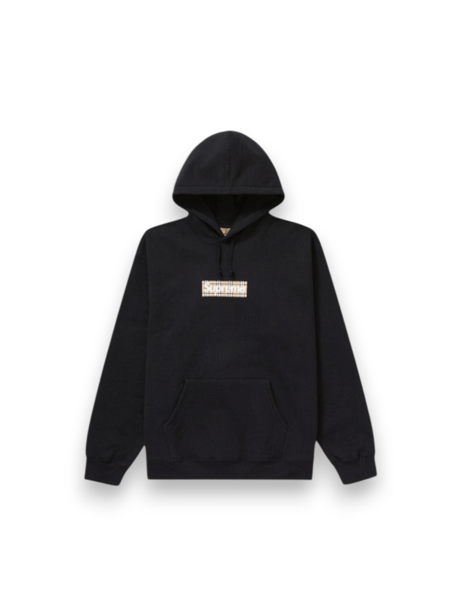 Supreme Burberry Box Logo Hoodie Black