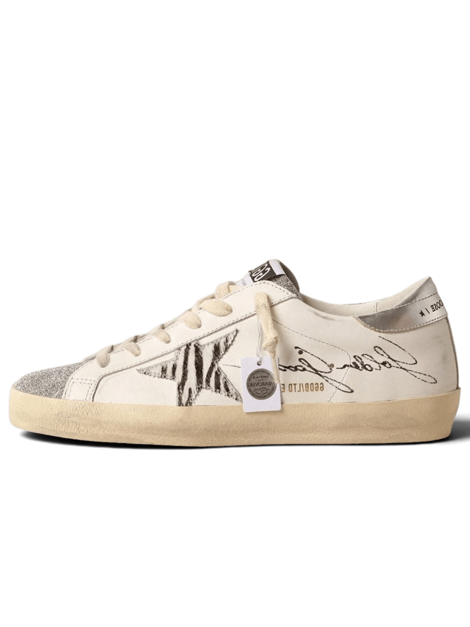 Golden Goose Super-Star LTD With Silver Swarovski Crystal Tongue