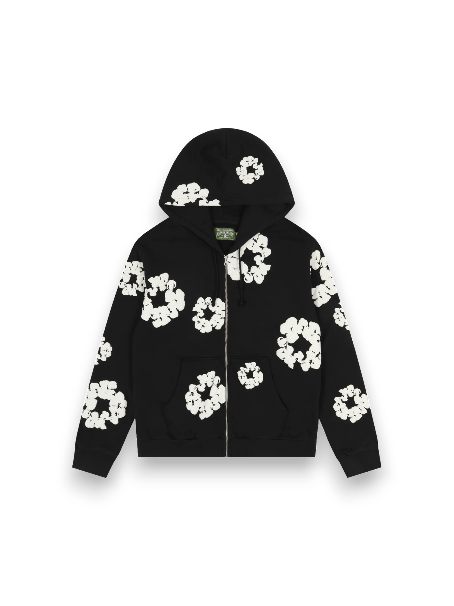 denim tears cotton wreath zip hoodie black