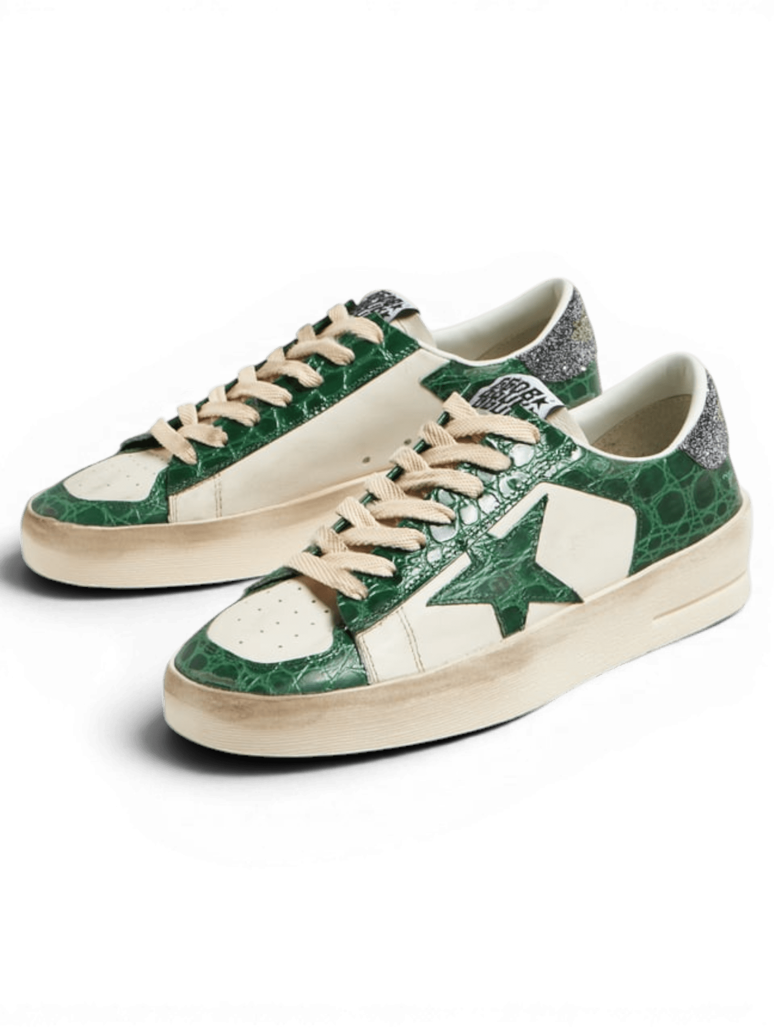 Golden Goose Stardan Sneakers Green White With Swasovsi