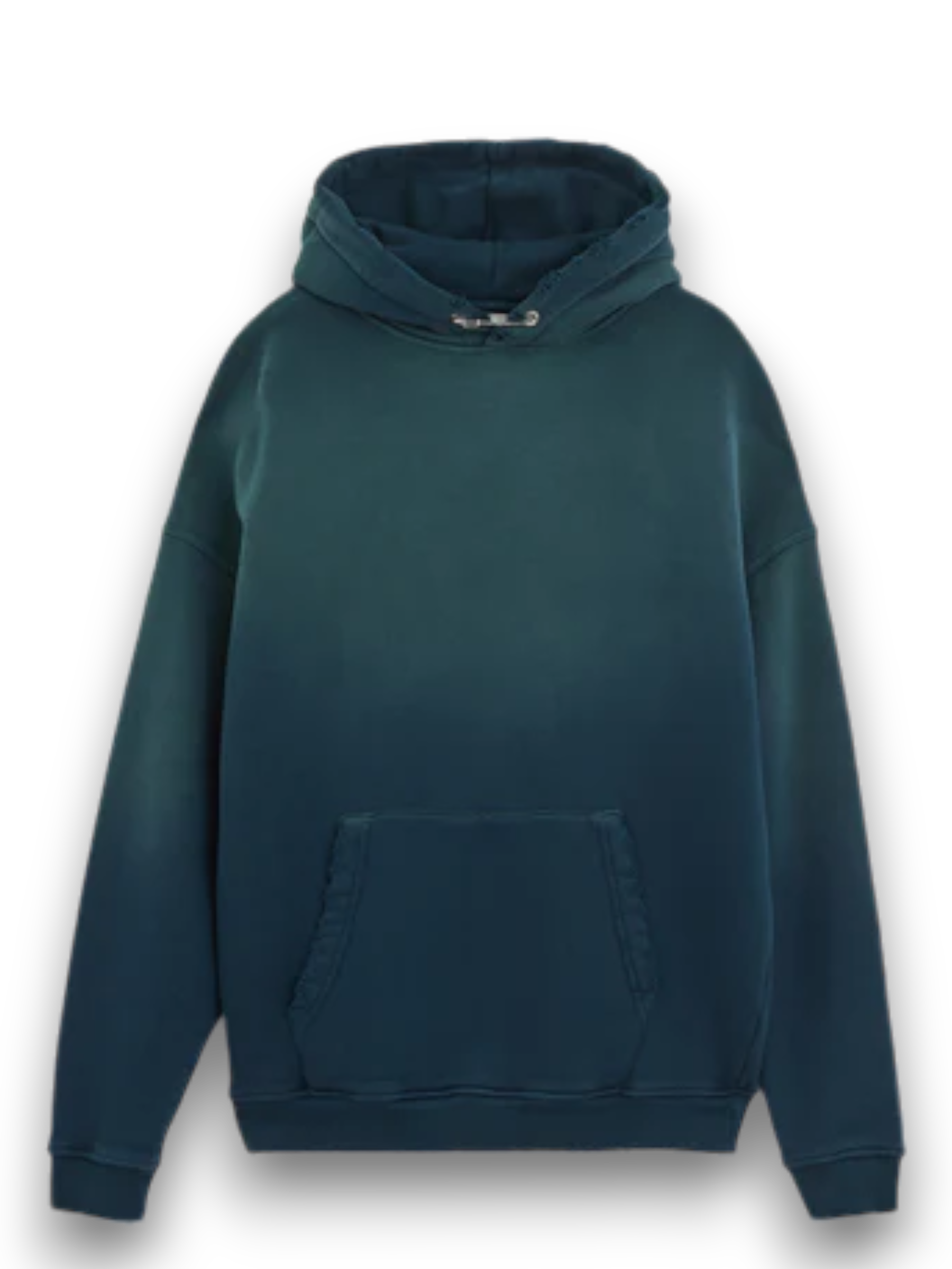 RIPPED RELAXED HOODIE NAVY GREEN SUN BLEACHED