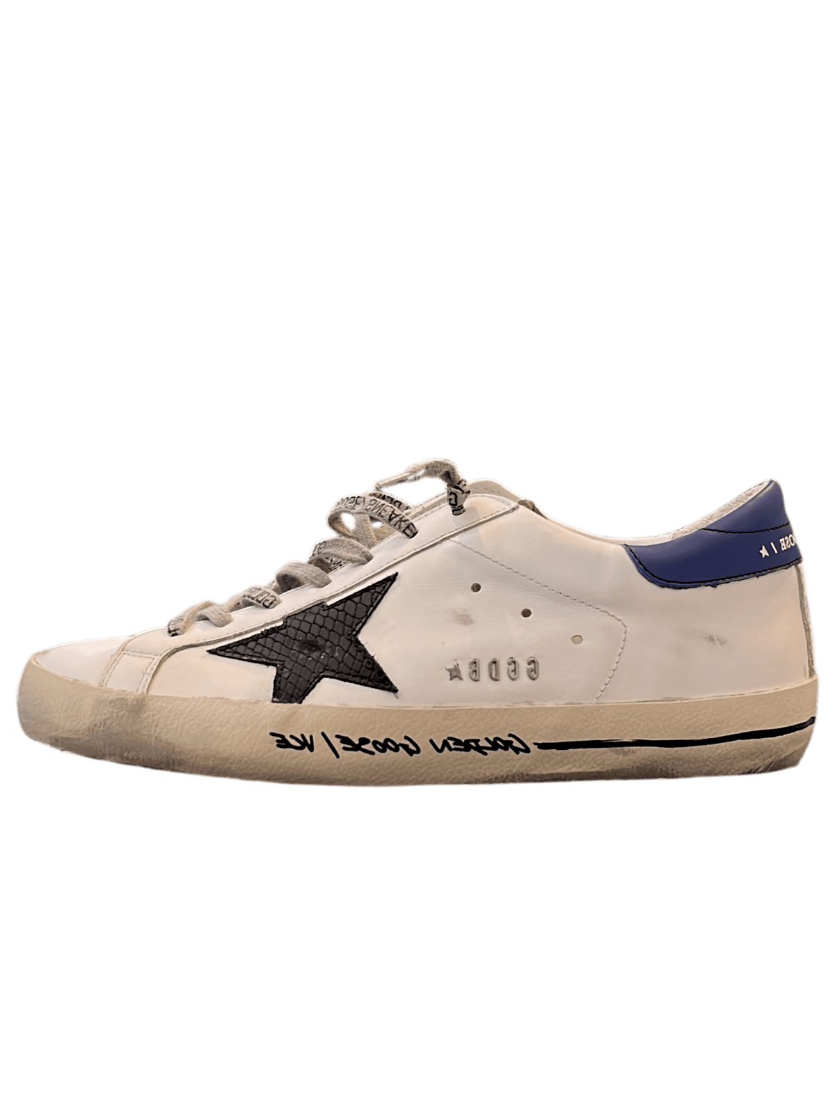 Golden Goose Superstar White Blue Flat
