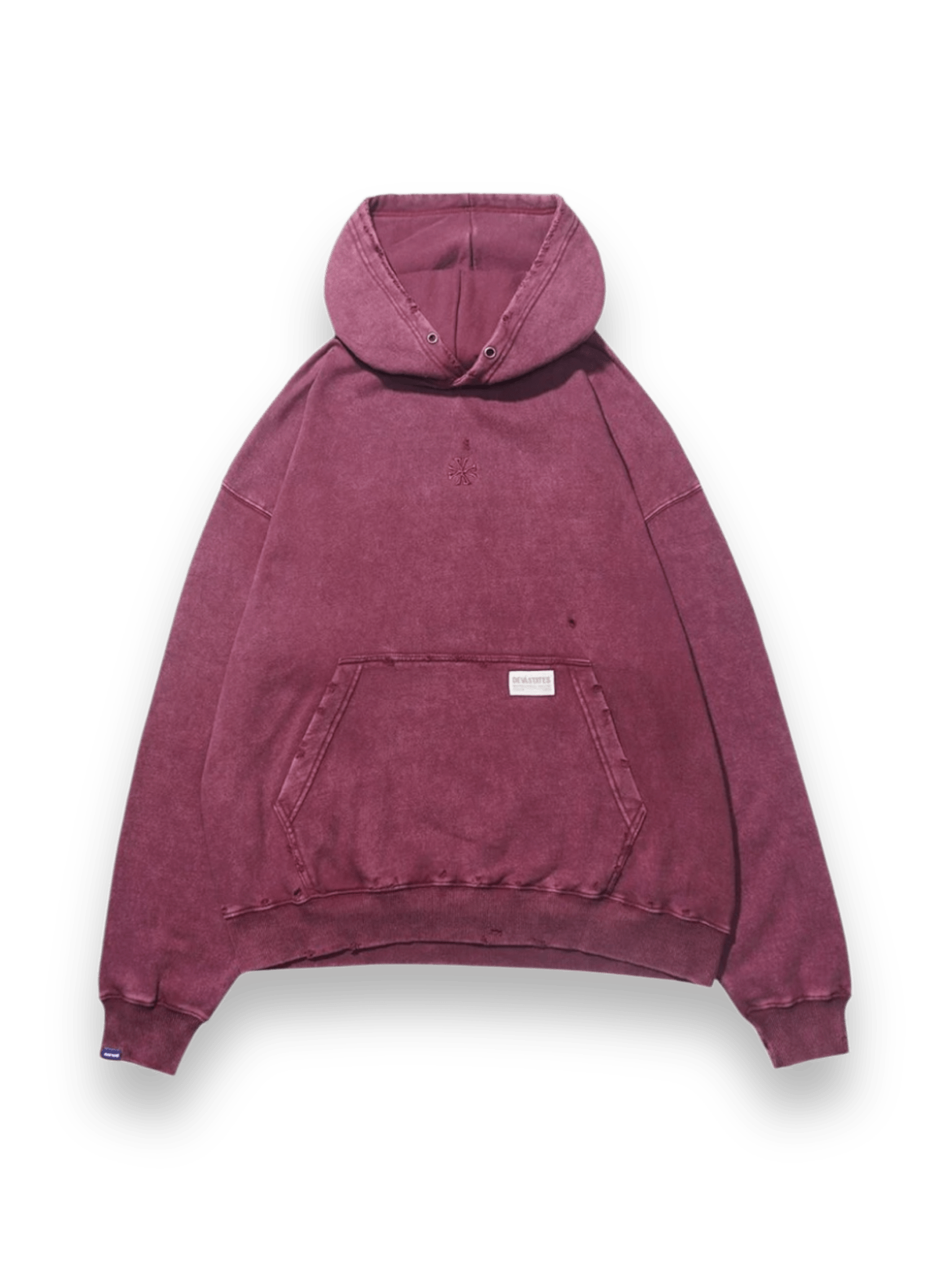 DEVÁ STATES Distressed Hoodie Cross Burgundy