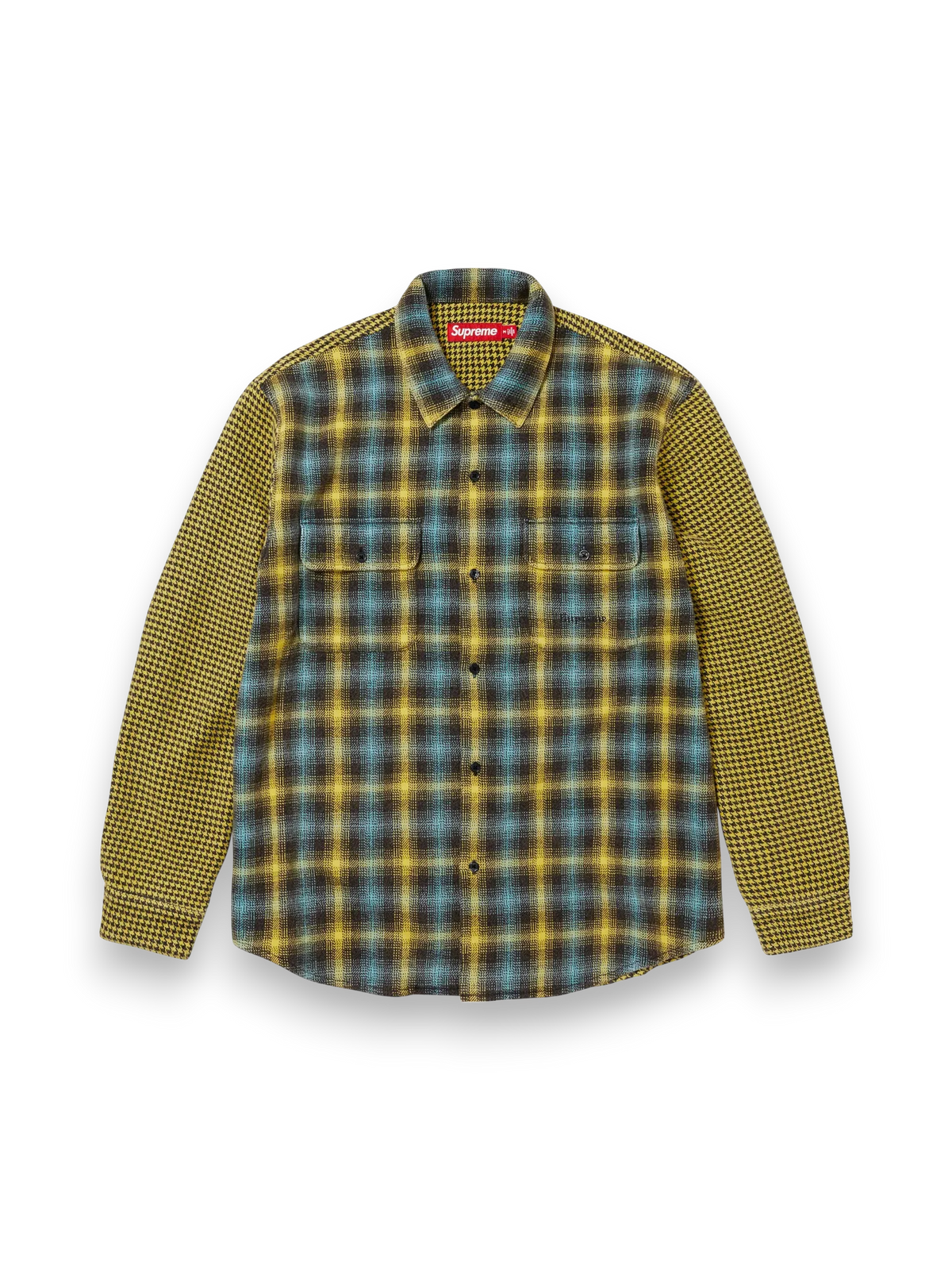 Supreme Houndstooth Plaid Flannel Shirt 'Yellow'