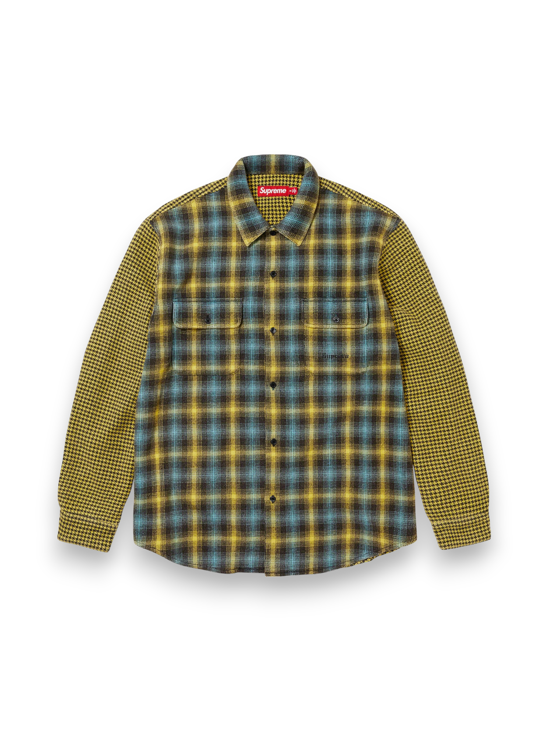 Supreme Houndstooth Plaid Flannel Shirt 'Yellow'