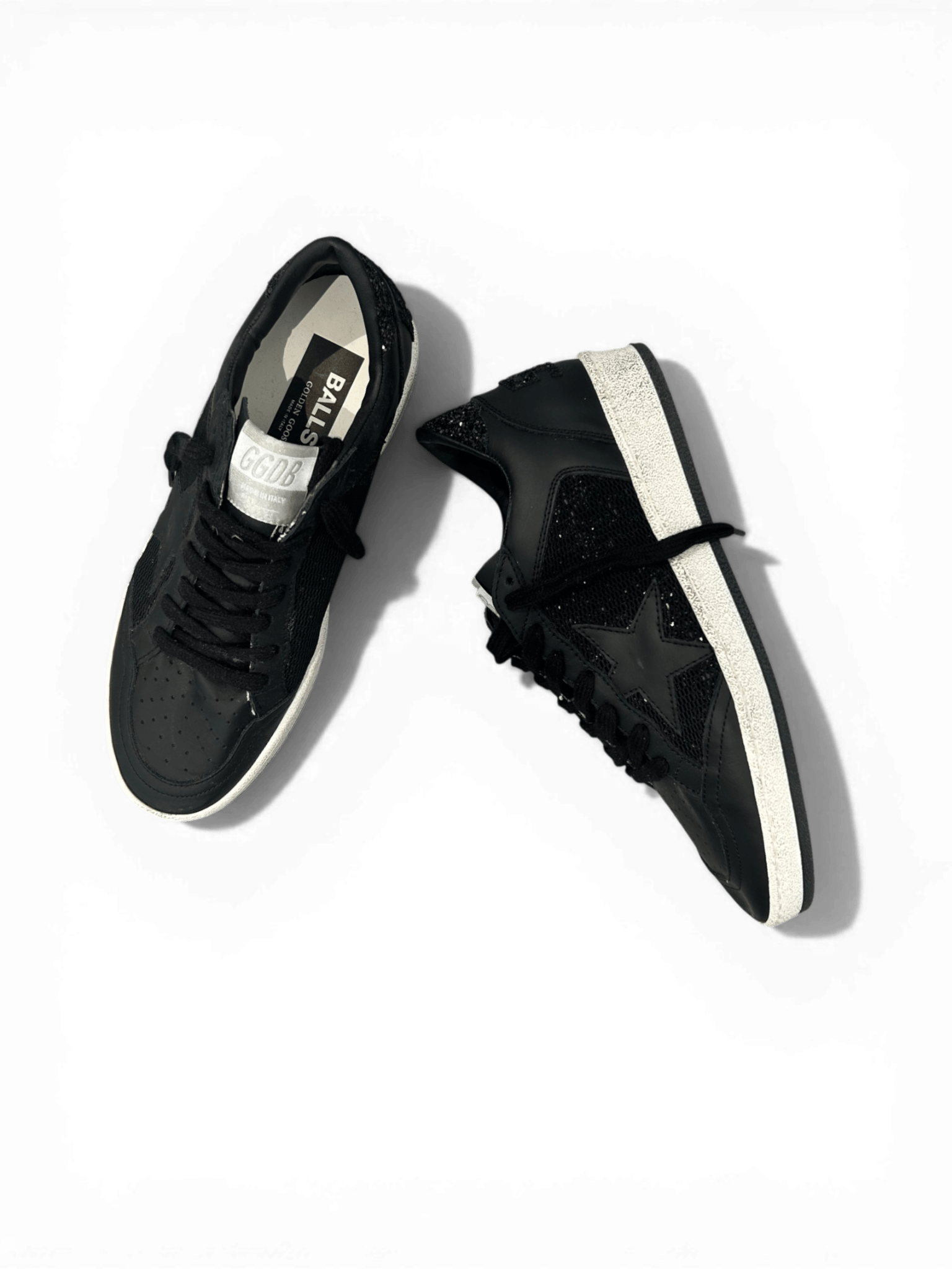 Golden Goose Ball-Star Glitter Heel Black