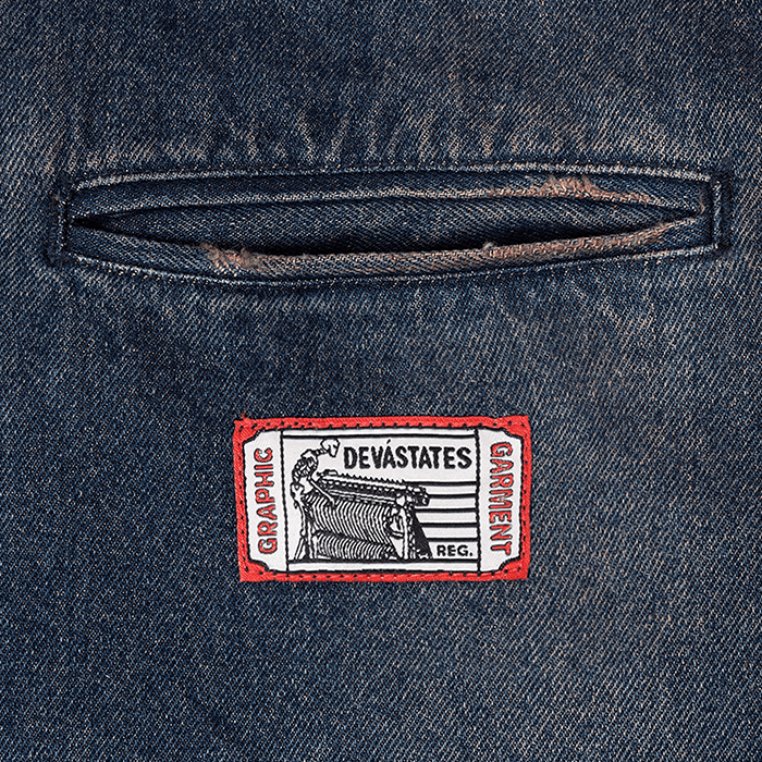 DEVÁ STATES DENIM WORK JACKET GRUNT WASHED BLUE
