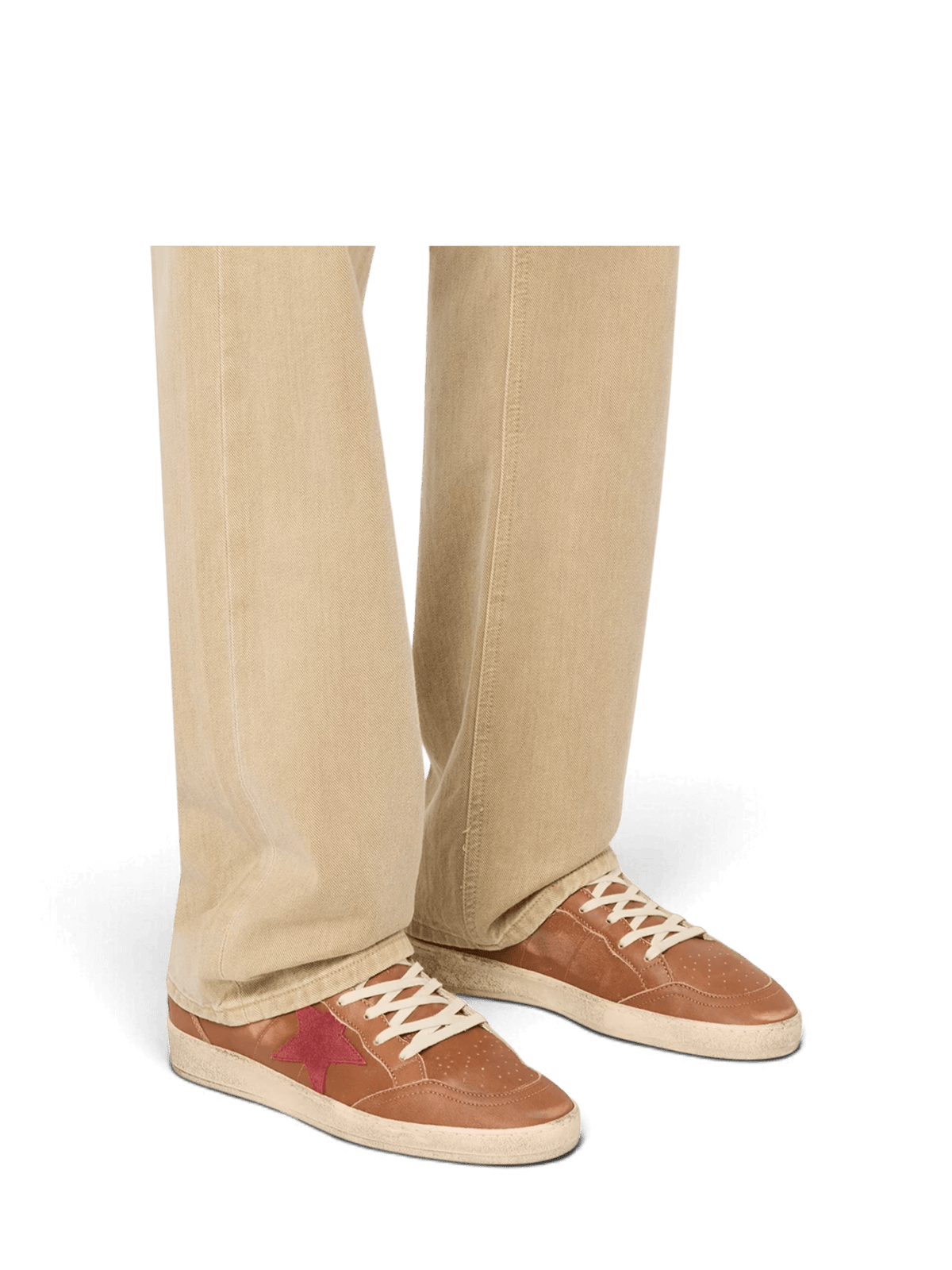 Golden Goose Men's Ballstar Suede-Star Leather Sneakers Brown Red