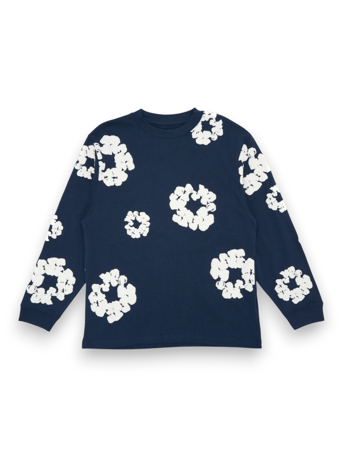 Denim Tears Long Sleeve Cotton Wreath T-shirt Navy