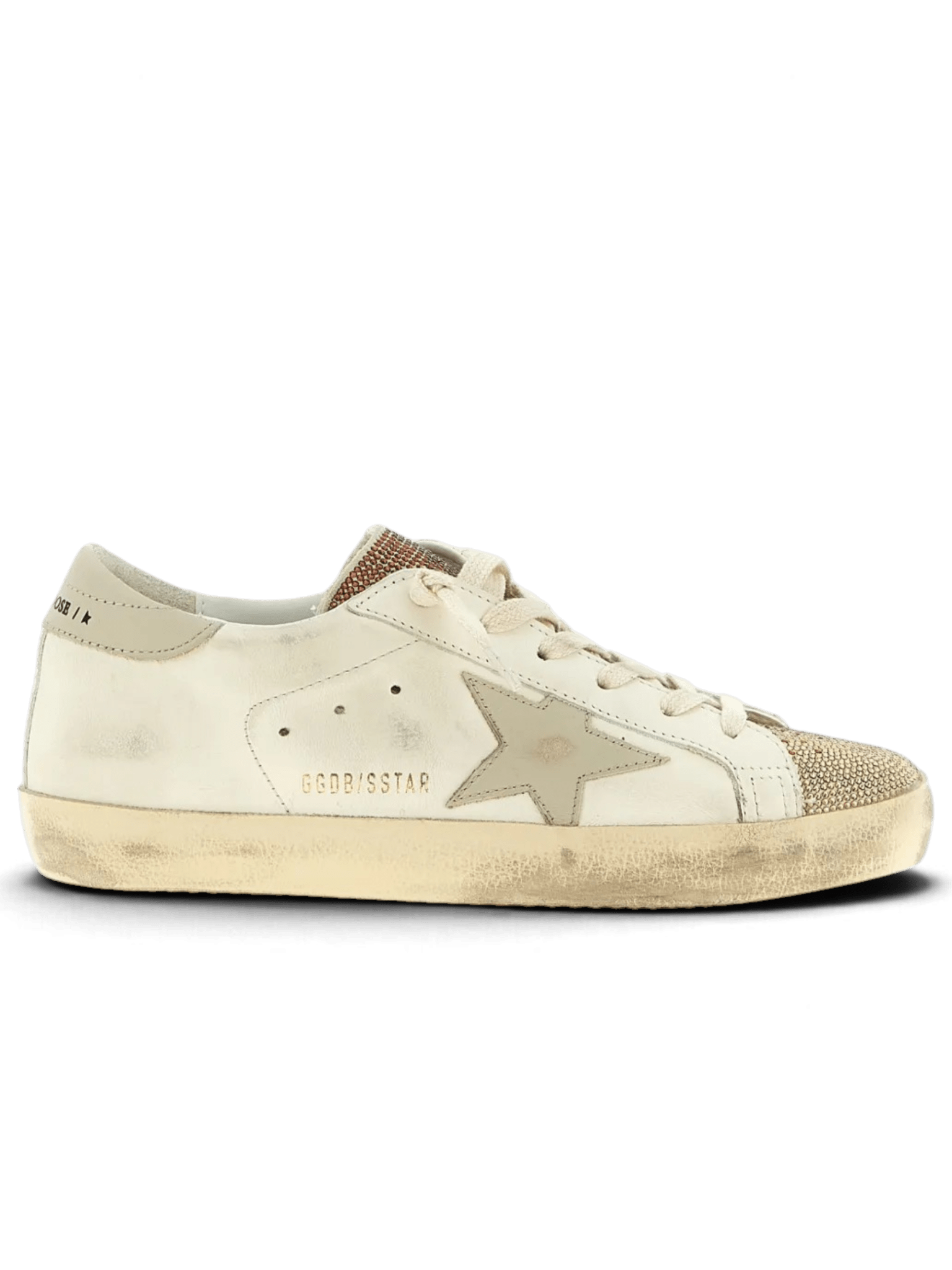 Golden Goose Super-Star White With Swarovski Beige